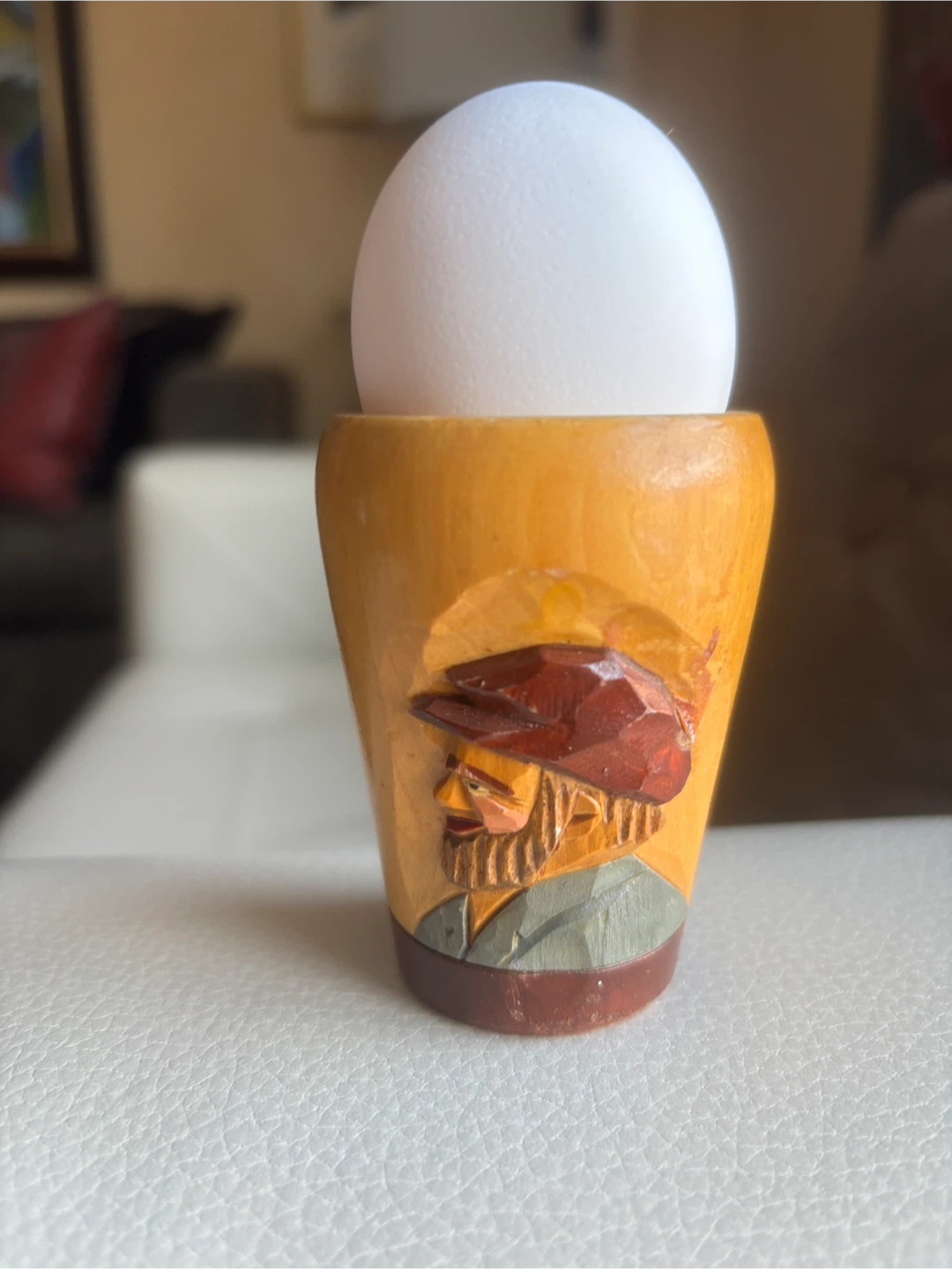Vintage Carved Wooden Egg Cup