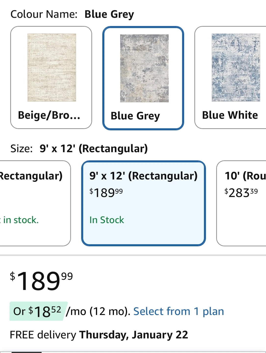 Blue Grey Area Rug - 9' x 12' - photo 4