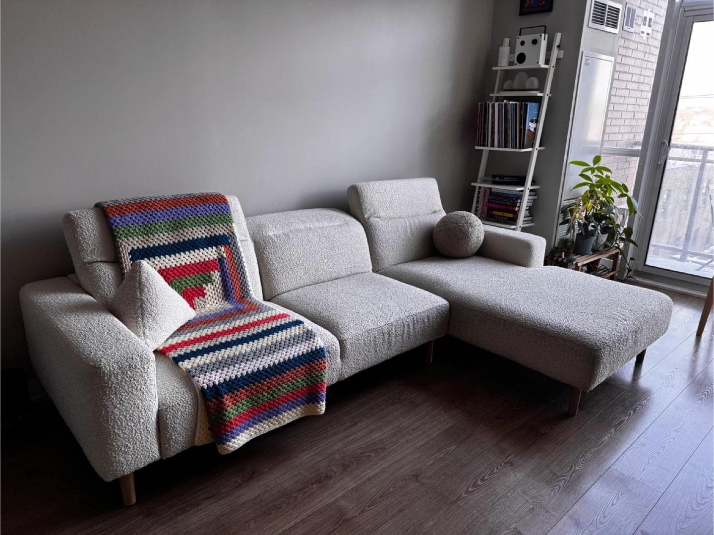 Moving Sale — Boucle Sectional (Cream/Off White)