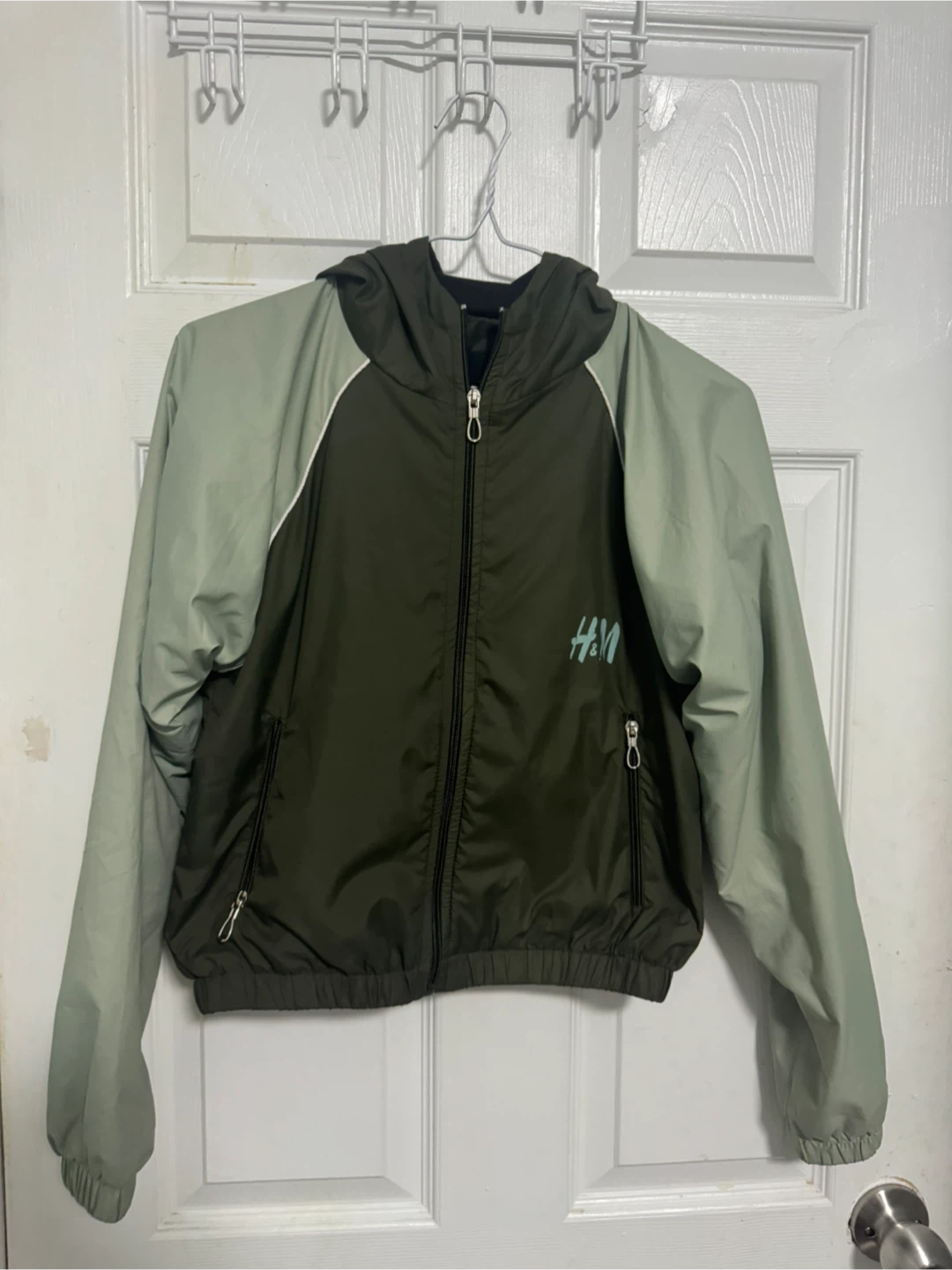 H&M Colour Block Hooded Jacket - Size L