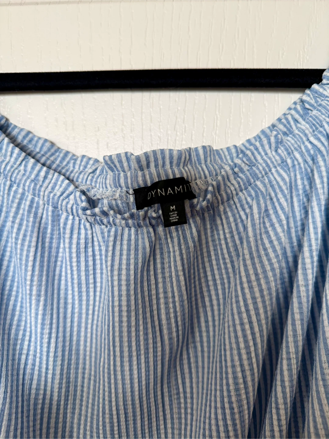 Dynamite Blue Striped Off-The-Shoulder Top - Size M - photo 2