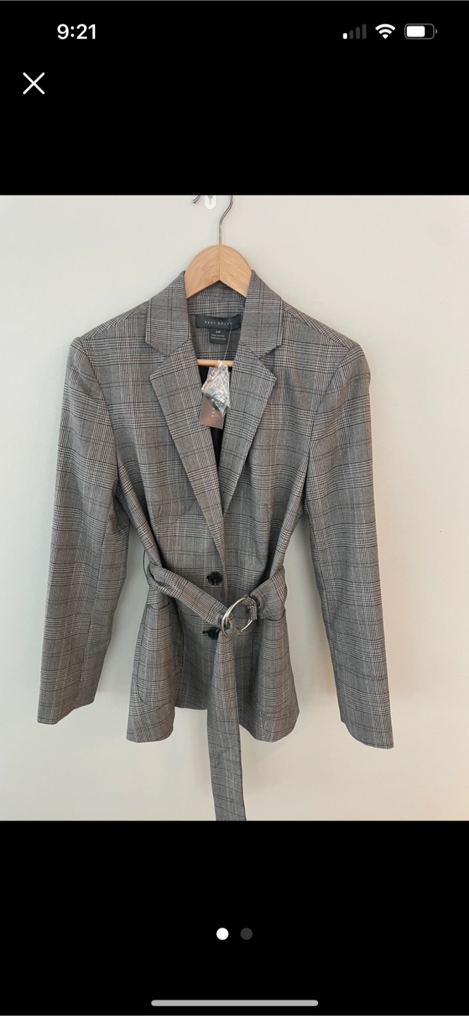 NWT SMALL Petite Plaid Belted Blazer