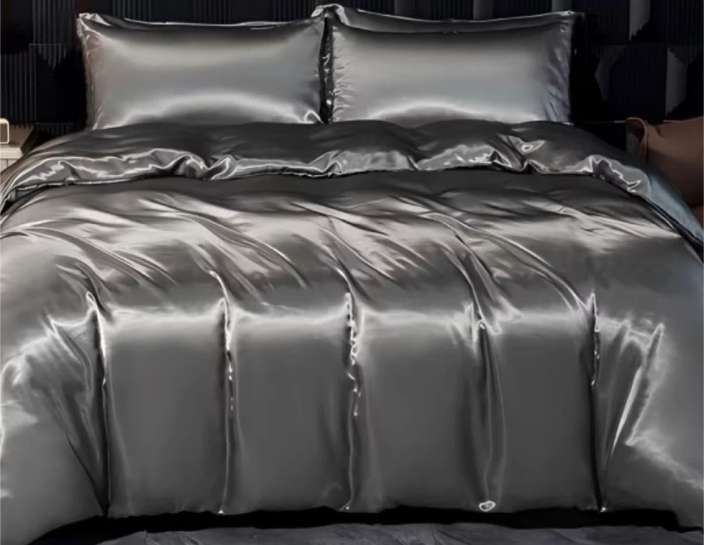 Grey Satin King size Duvet cover Set