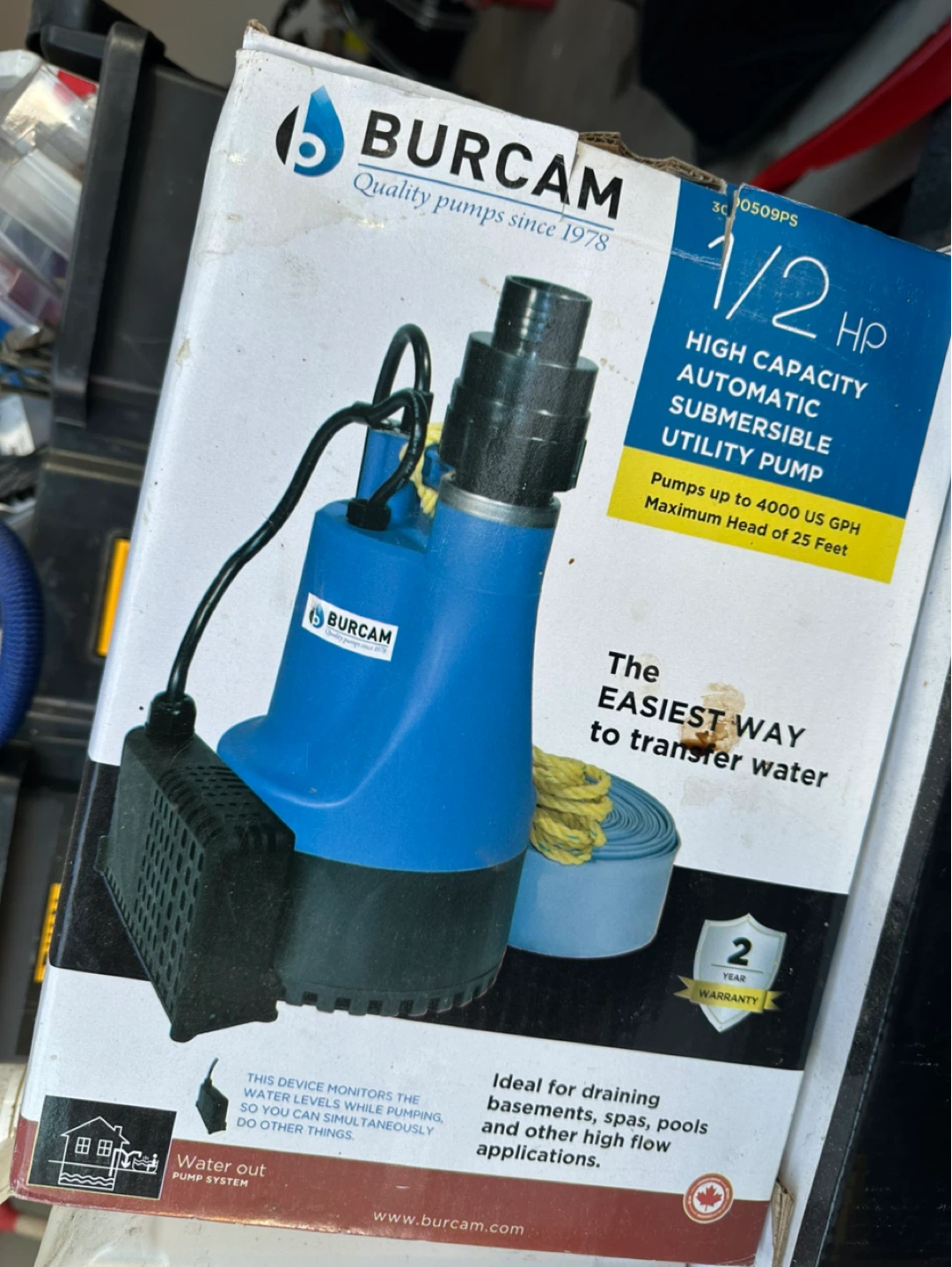 Burcam 1/2 HP Submersible Utility Pump