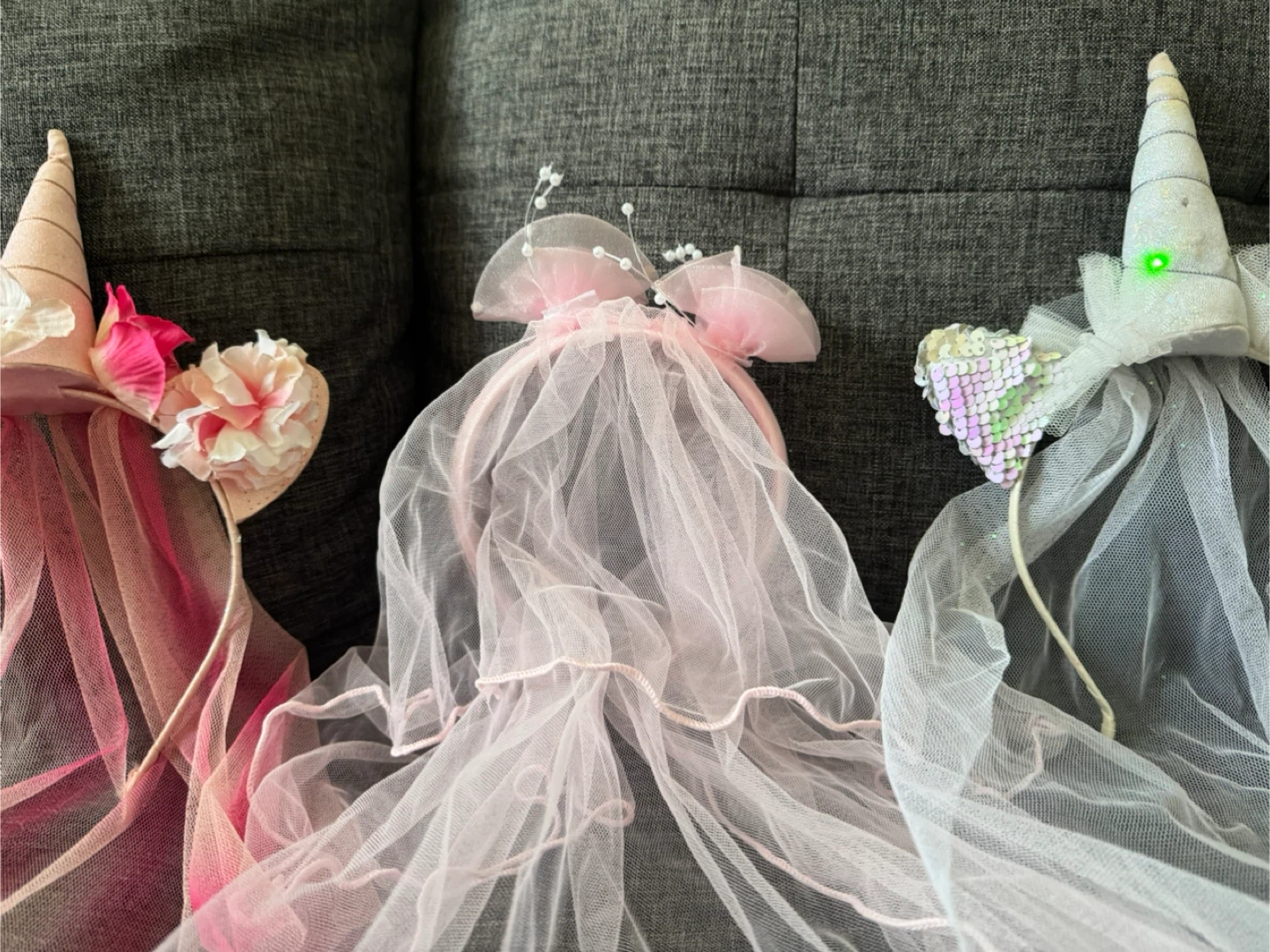 Kids Unicorn Headbands with Veil - Set of 3 - photo 2