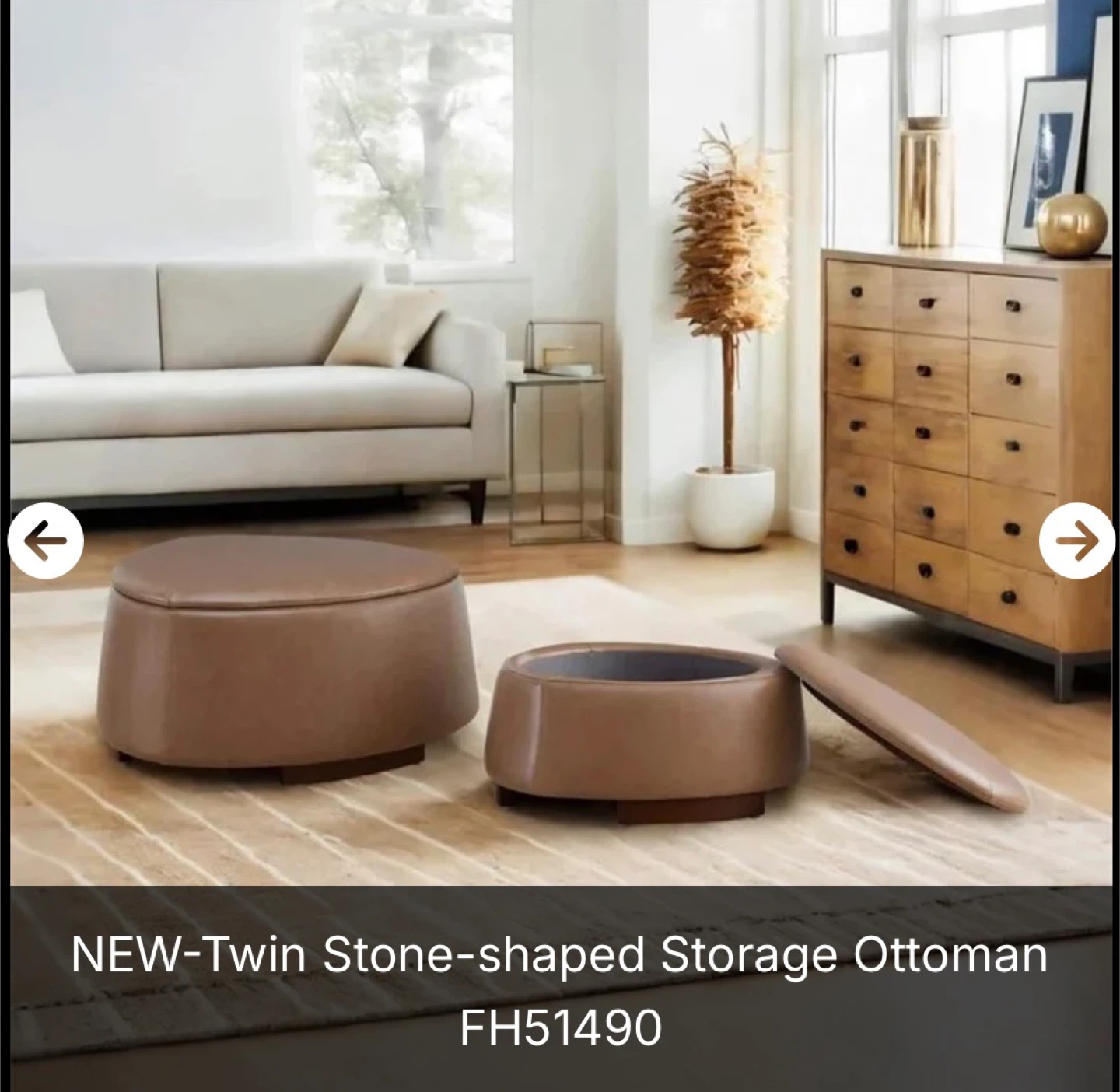 Twin Stone-shaped Storage Ottoman Set - NEW