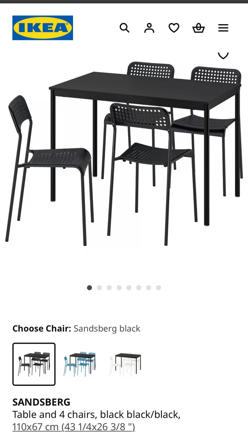 IKEA Sandsberg Black Table & Sandsberg Black Chair