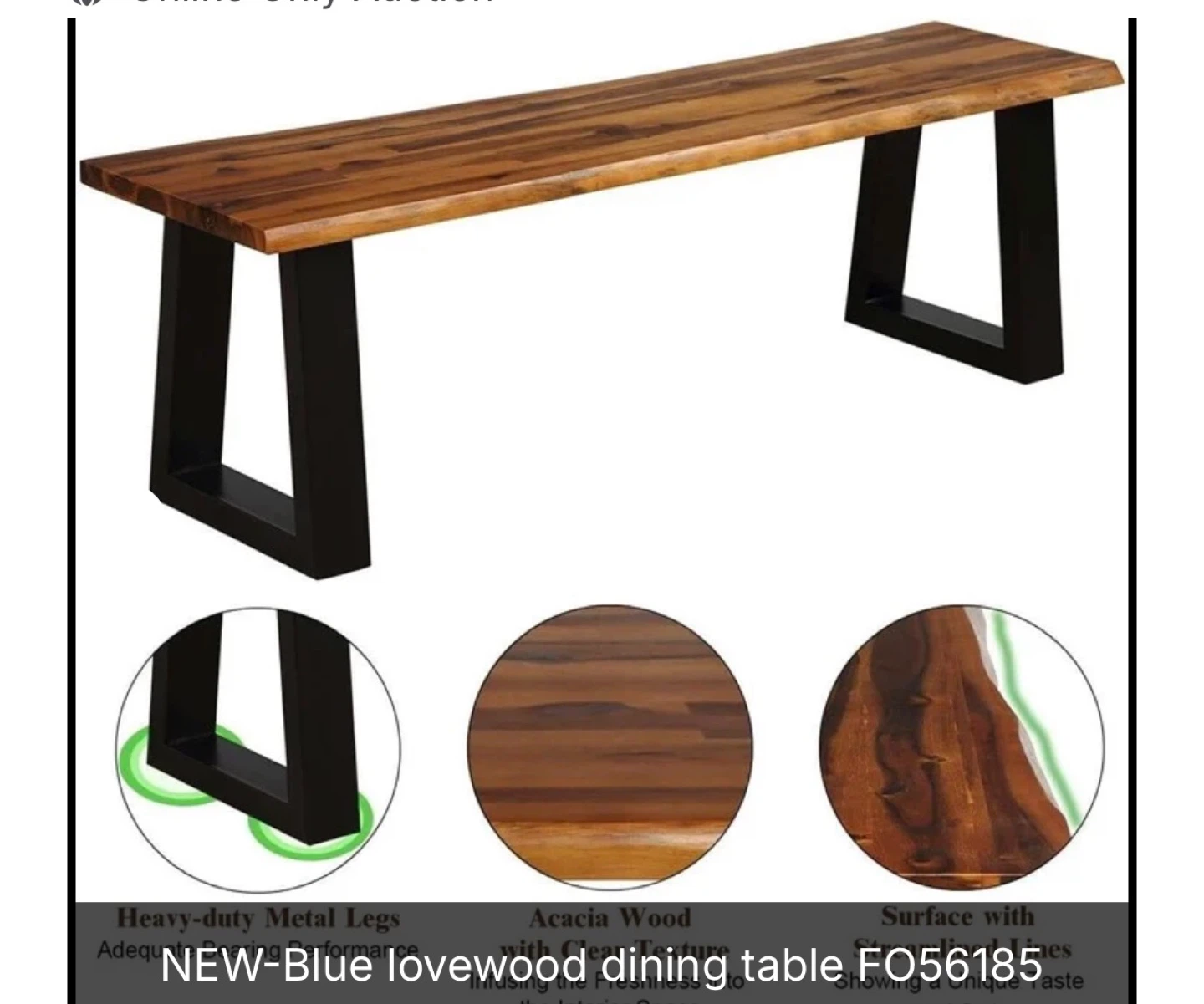 NEW Blue Lovewood Dining Table Bench - 57.5 inch - photo 3
