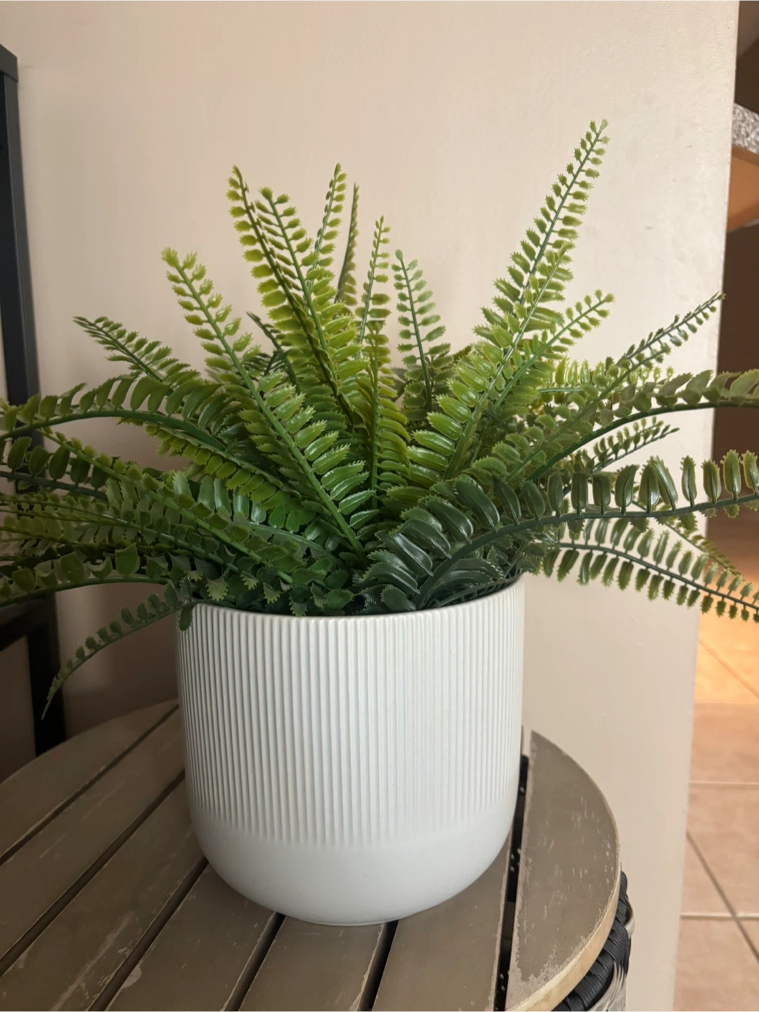Artificial Fern in light beige Pot