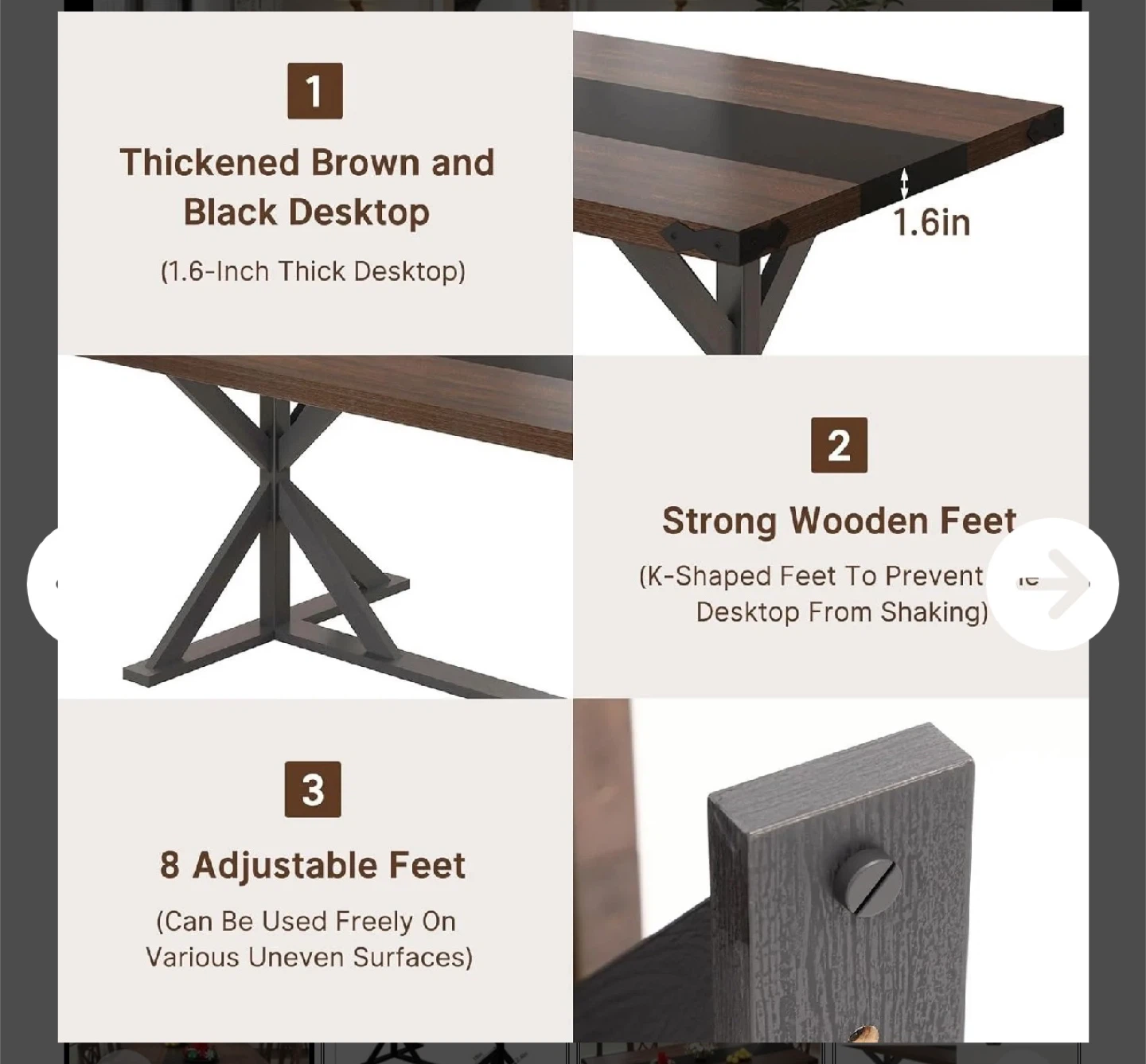 Large Brown and Black Dining Table - photo 2