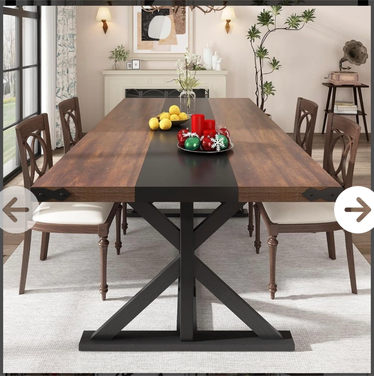 Large Brown and Black Dining Table