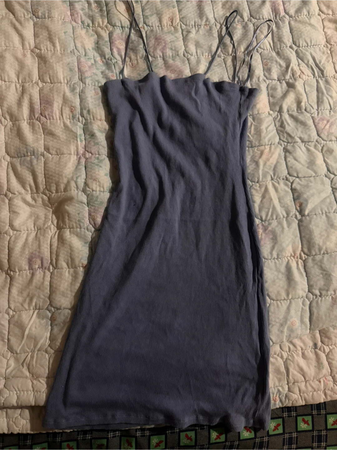 Blue Ribbed Cami Dress