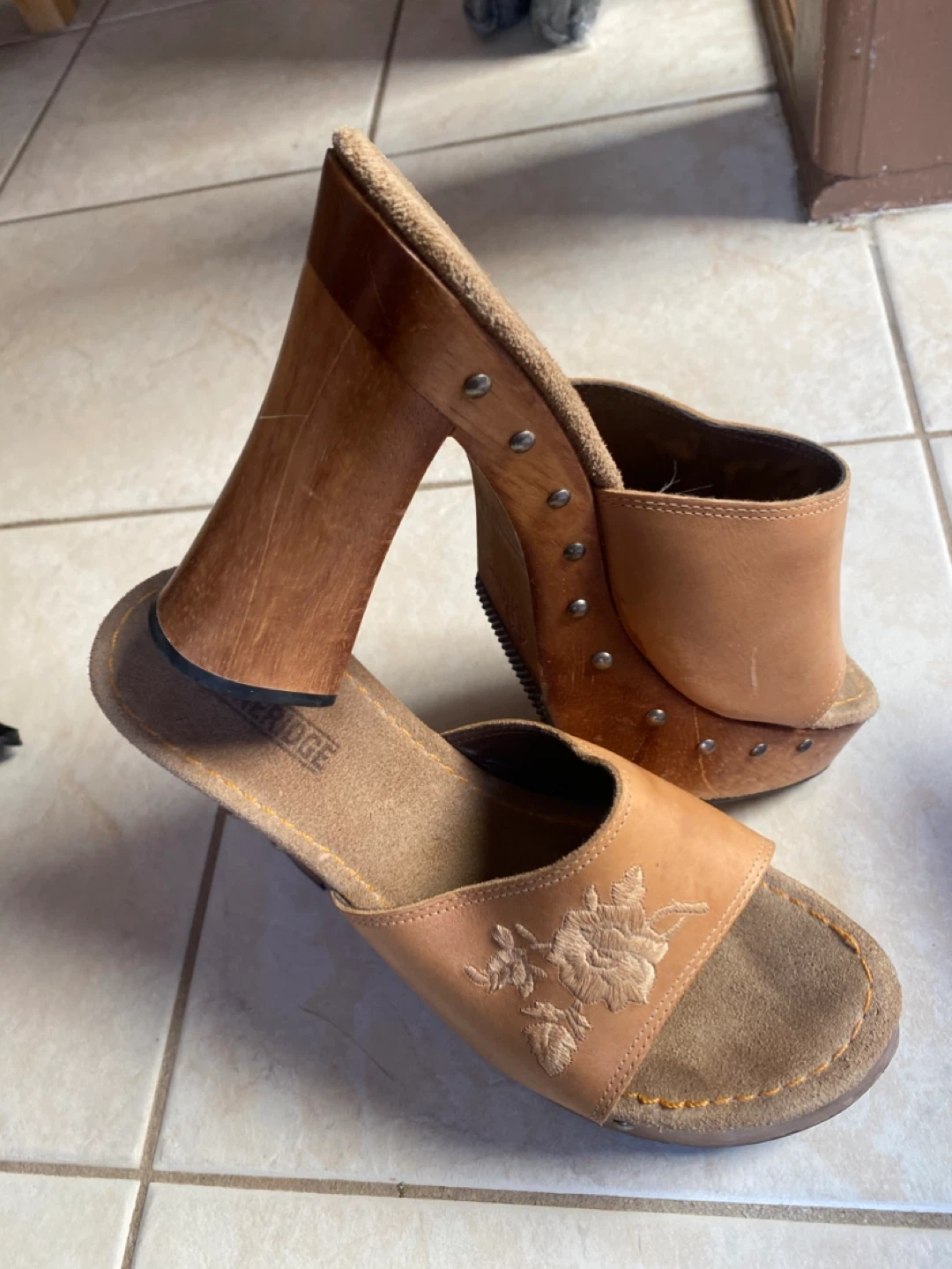 Stone Ridge Leather Heeled Mules