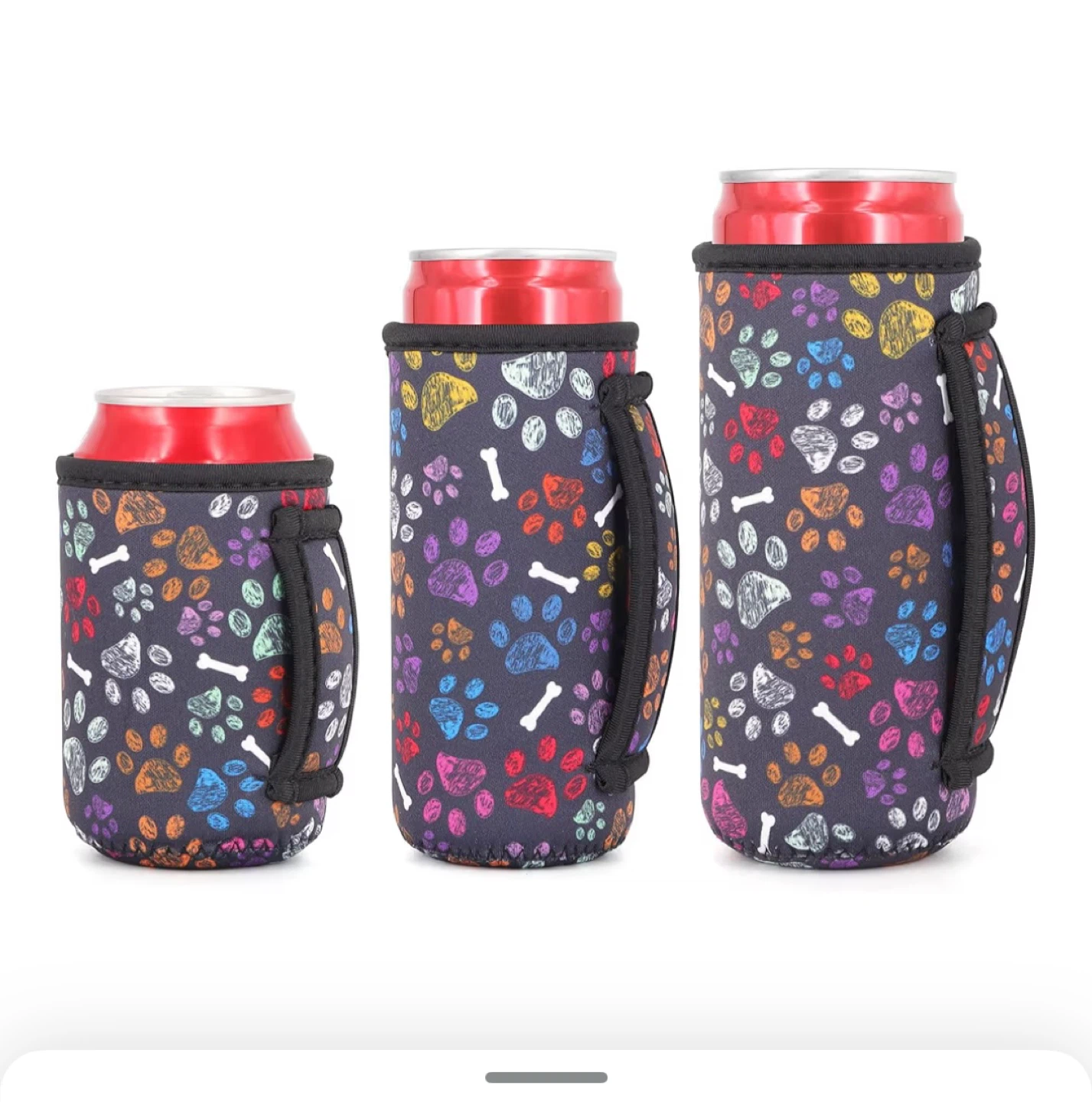 New ~ Dog Paw Print Can Coolers - Set of 3