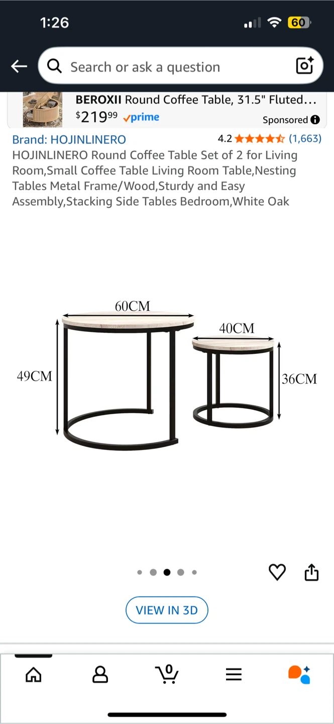 HOJINLINERO Round Coffee Table Set of 2 - photo 3