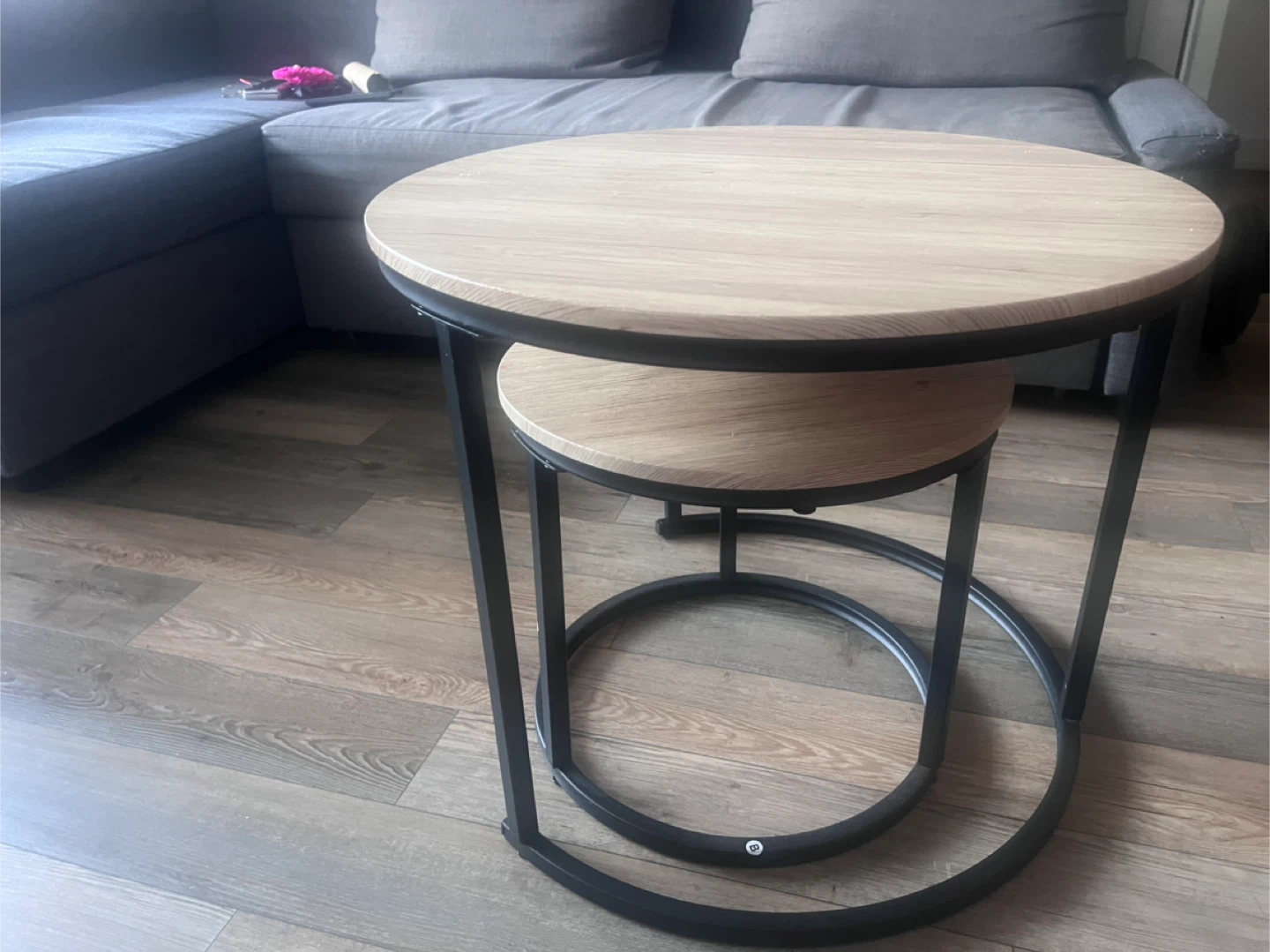 HOJINLINERO Round Coffee Table Set of 2 - photo 2