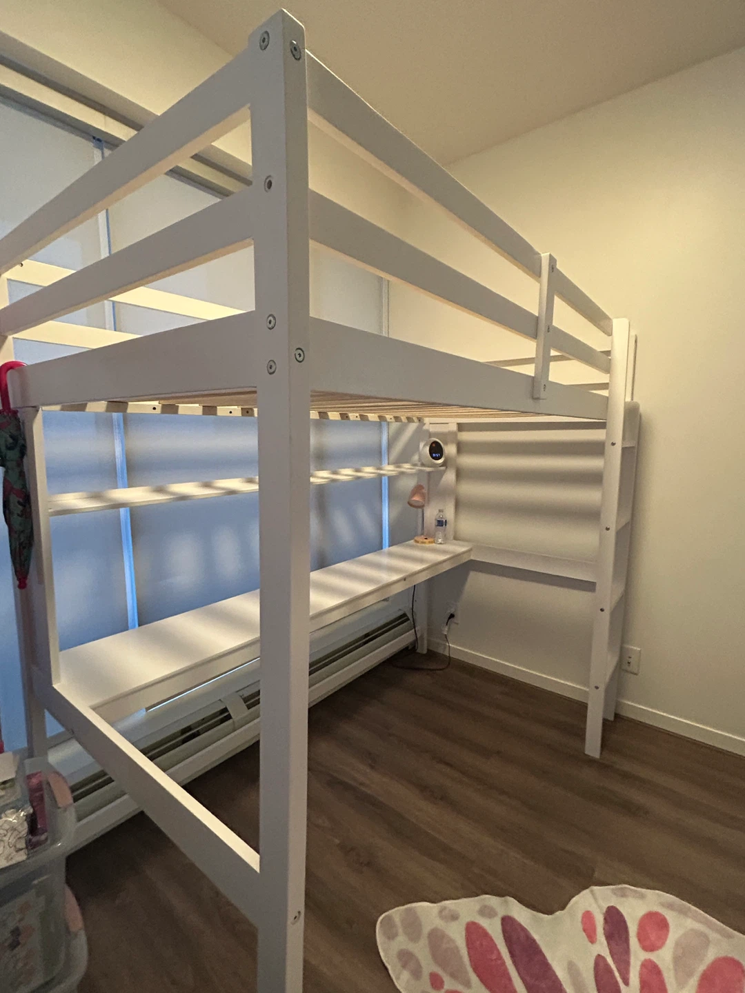 White Loft Bed with Desk