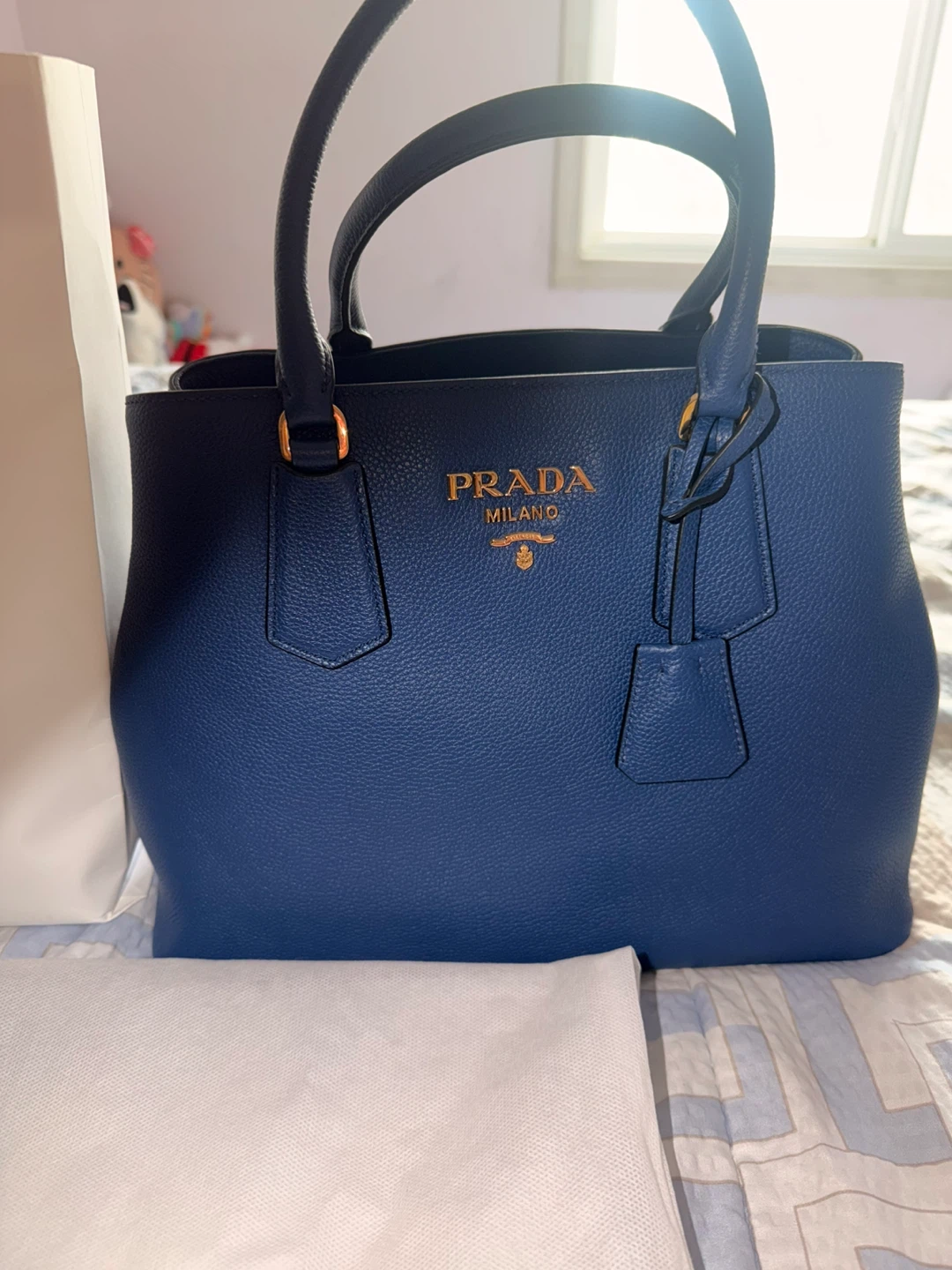 Prada Leather Tote Bag - Blue