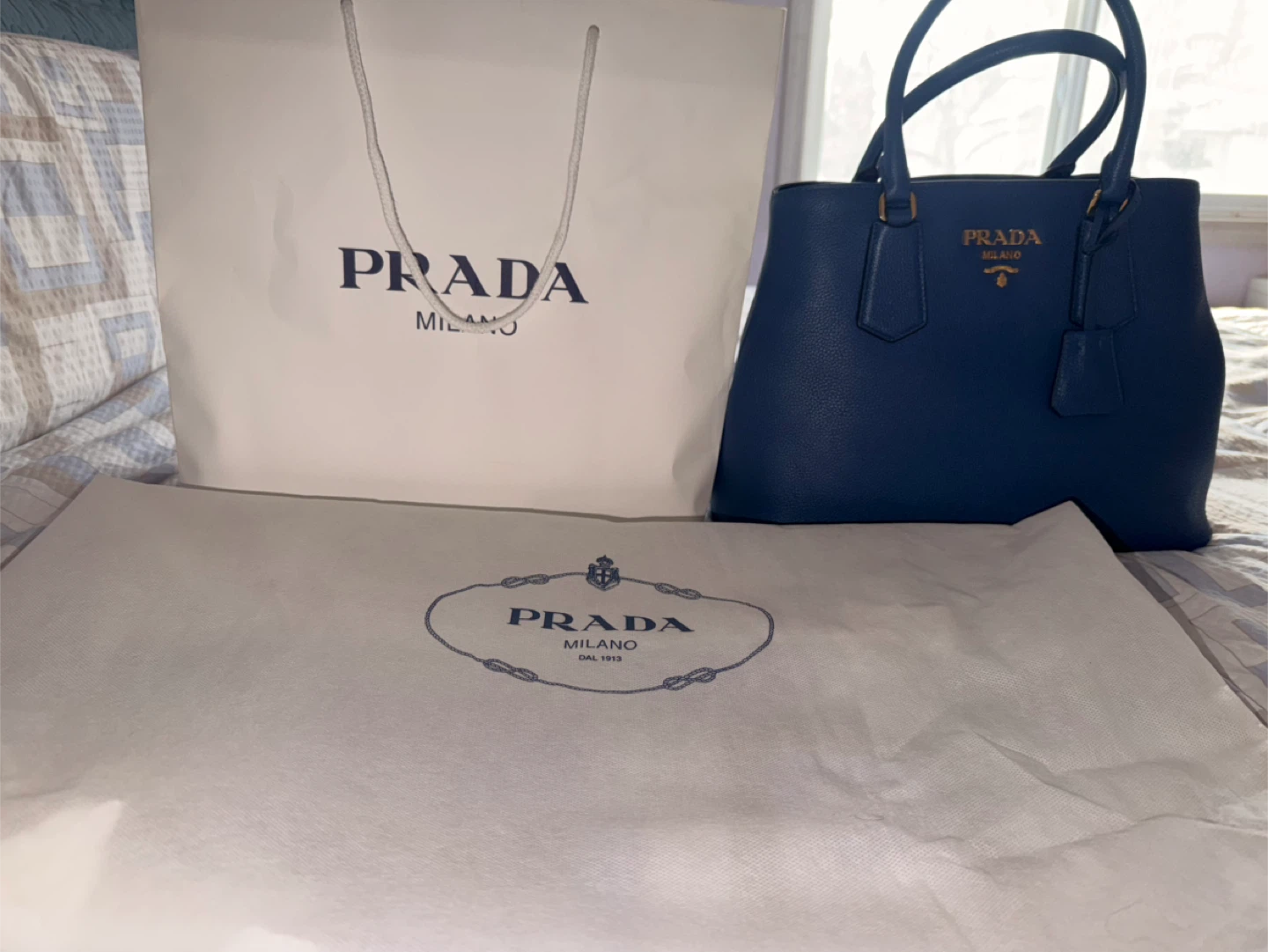 Prada Leather Tote Bag - Blue - photo 2