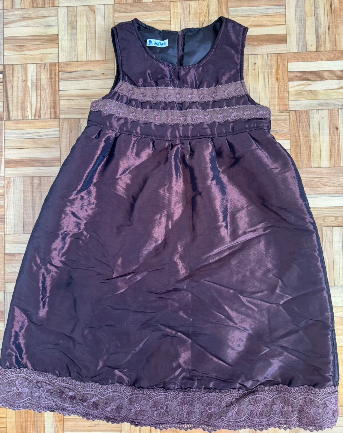 Girls' Dress - Brown colour with Lace; Size- 9/10