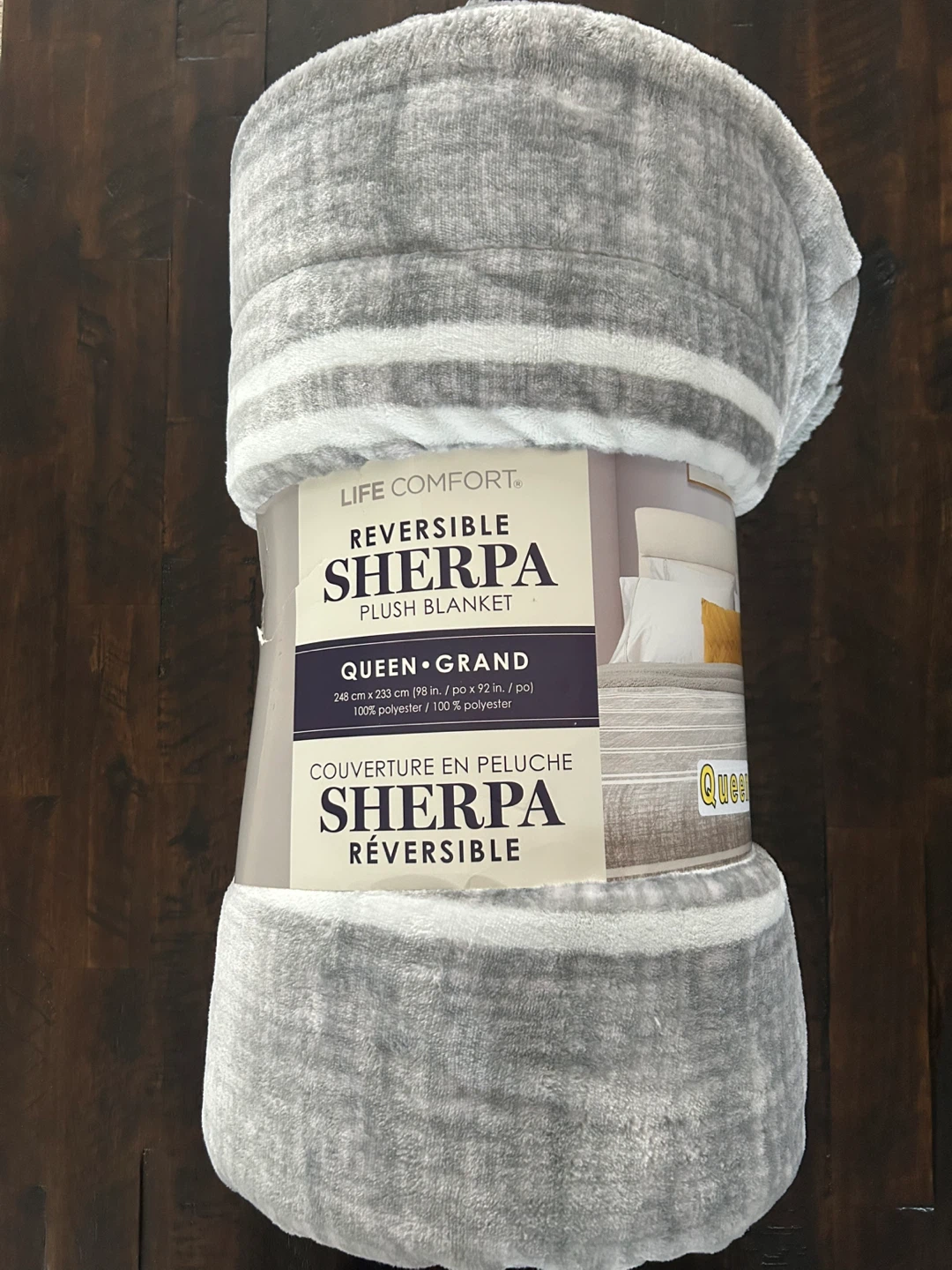 New! Life Comfort Reversible Sherpa Plush Blanket Queen