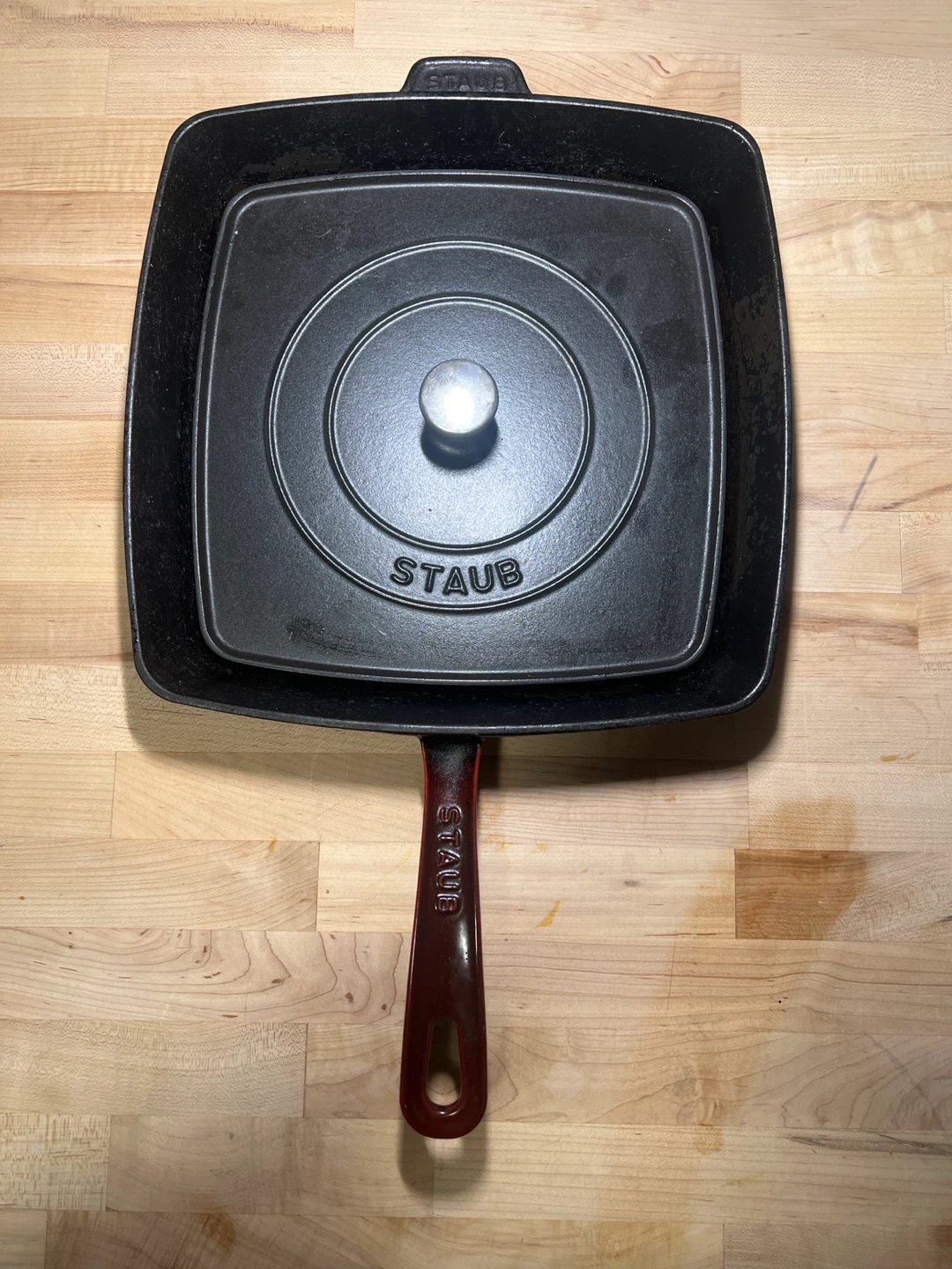 Staub Cast Iron Grill Pan with Press Pan