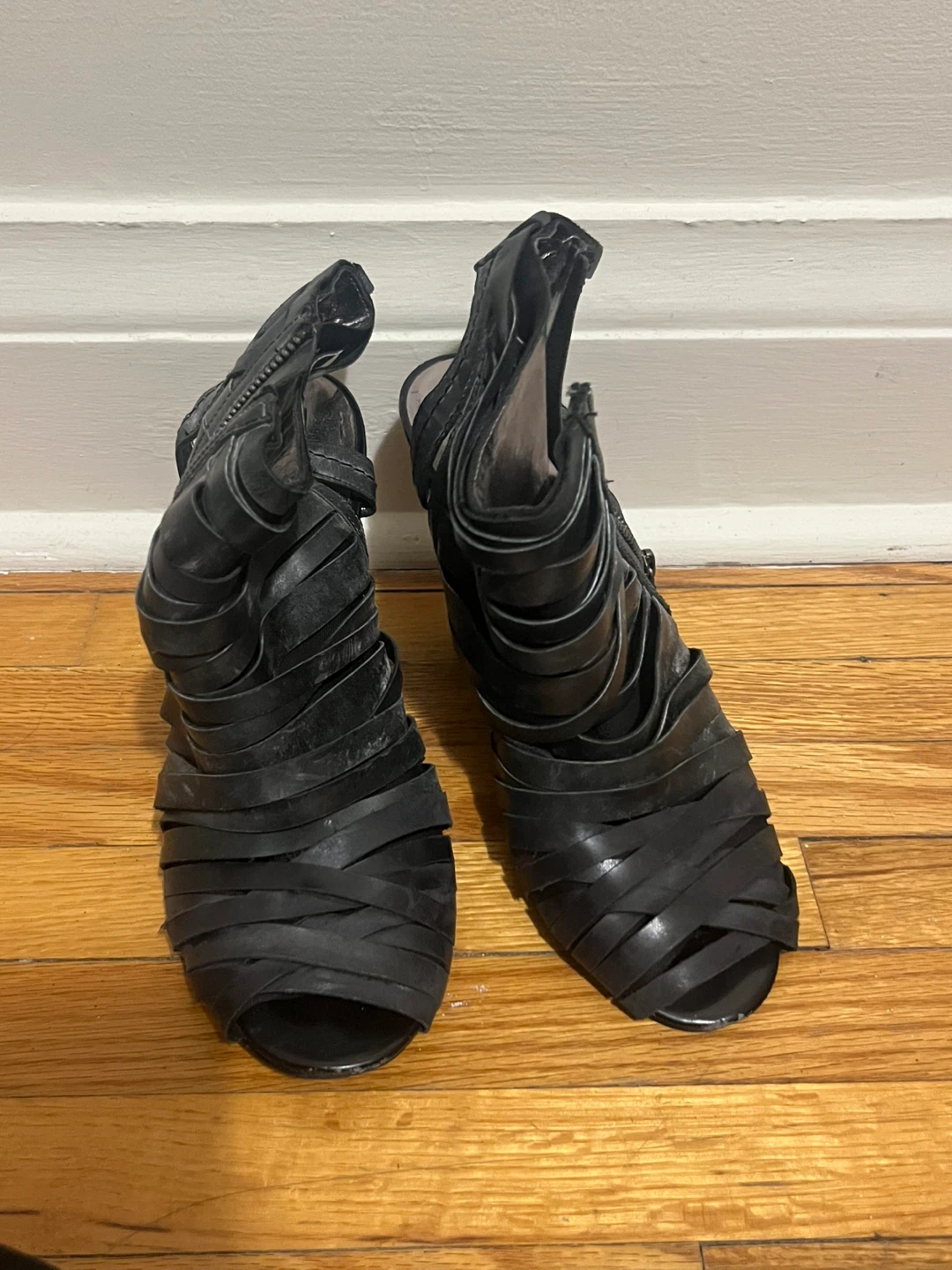 DKNYC Black Leather Heels - Size 9.5