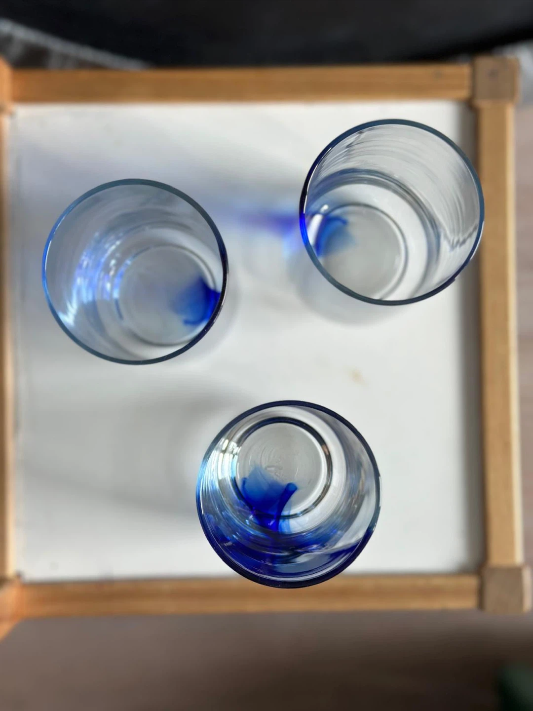 Set of 3 Blue Swirl Drinking Glasses - photo 3