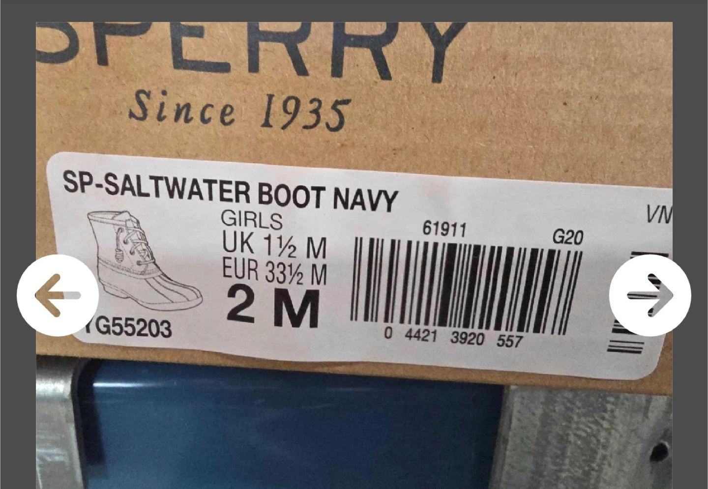 Sperry Saltwater Boot Navy, Girls Size 2 - photo 4