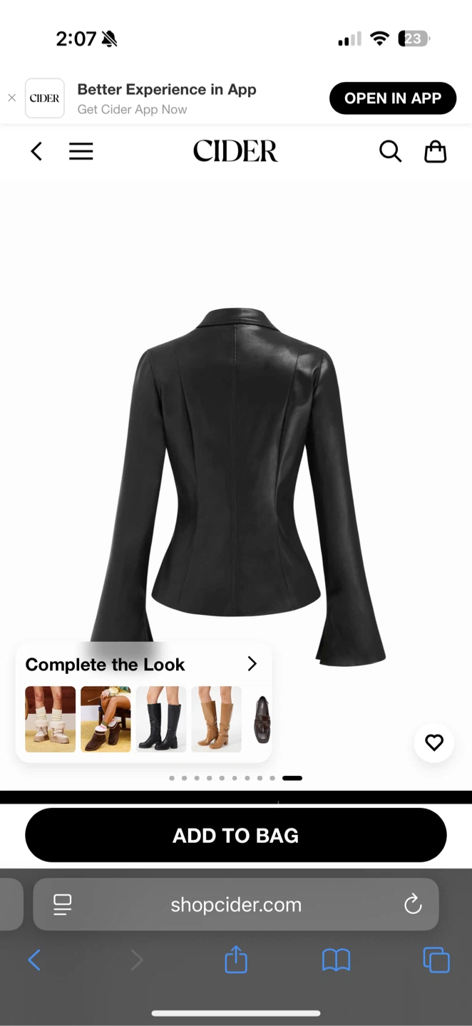 Cider Black Faux Leather Tie Front Blazer - photo 2