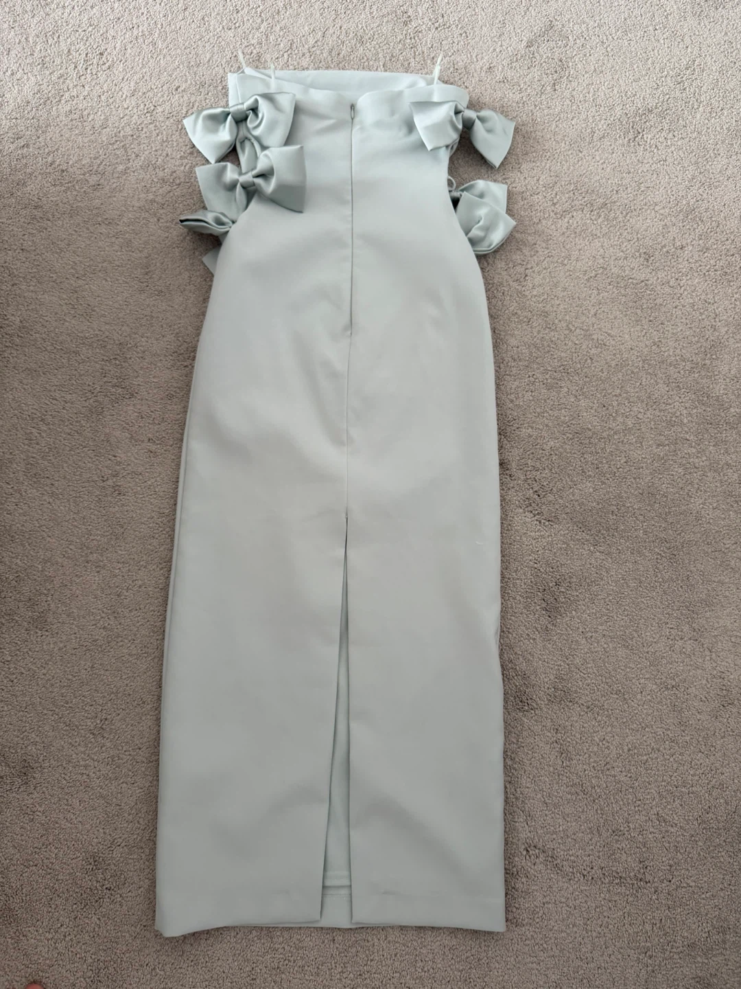 Zara Satin Effect Bow Midi Dress - XS Sea Green - photo 2