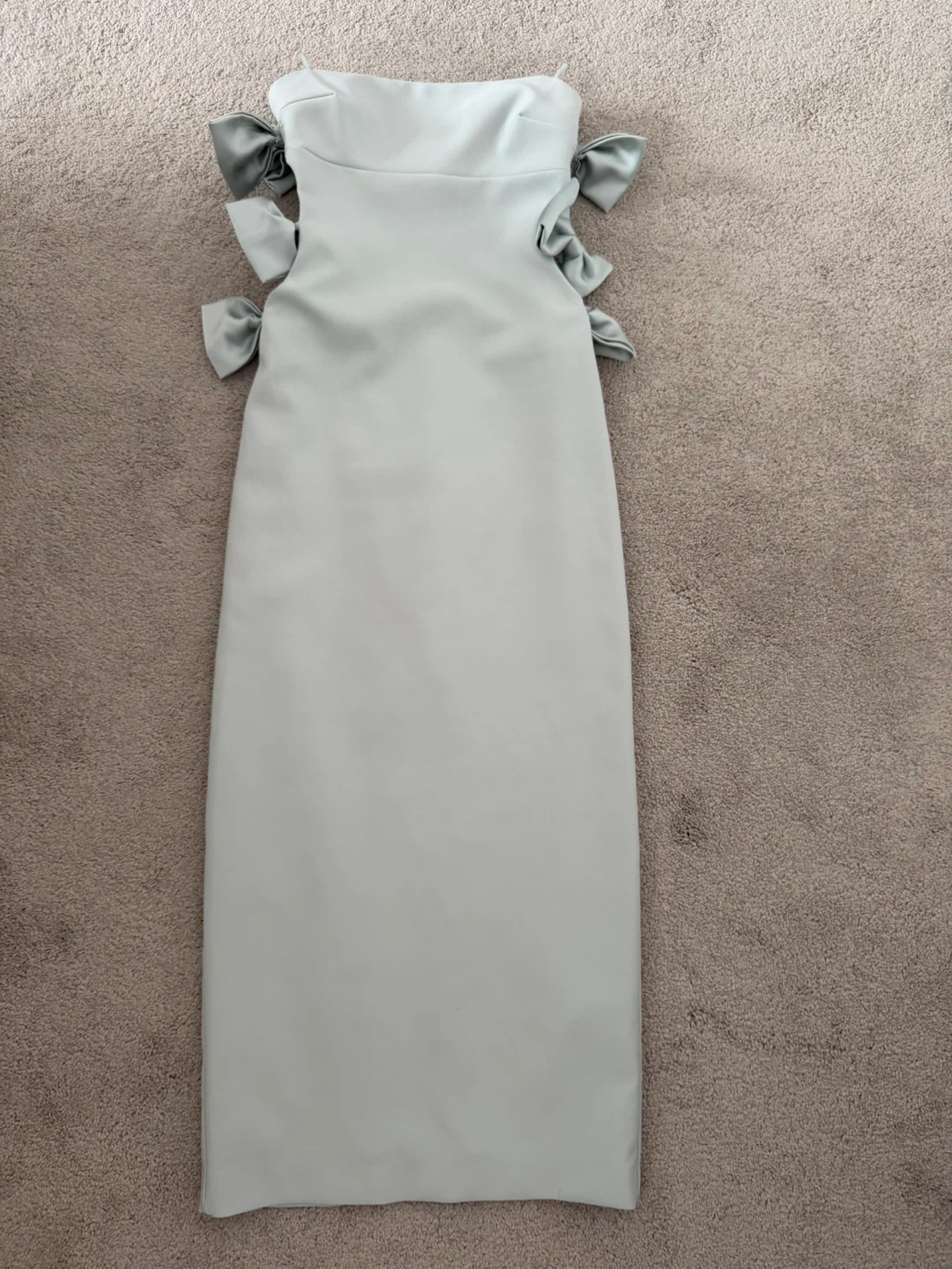 Zara Satin Effect Bow Midi Dress - XS Sea Green