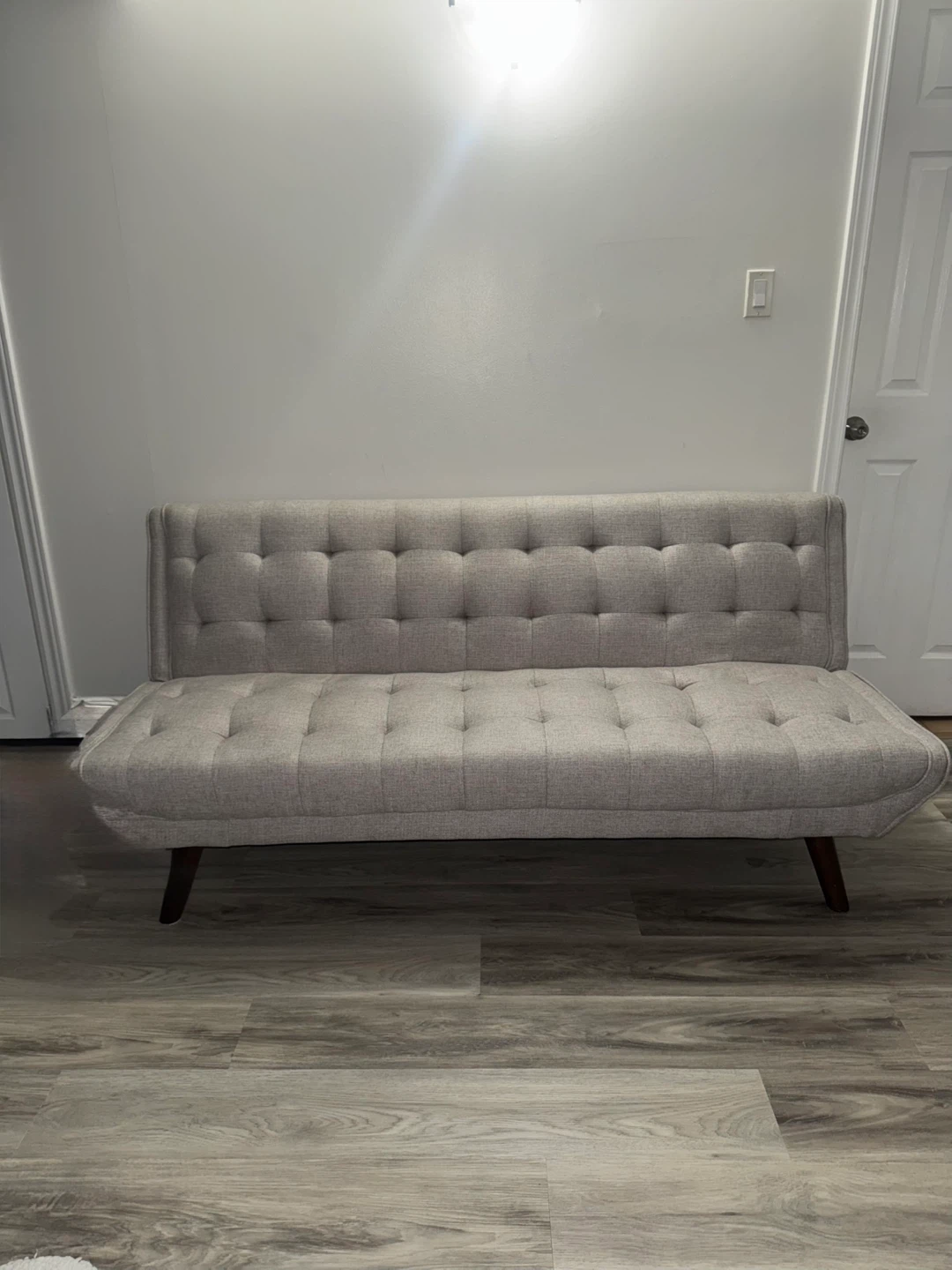 Grey Tufted Futon Sofa Bed