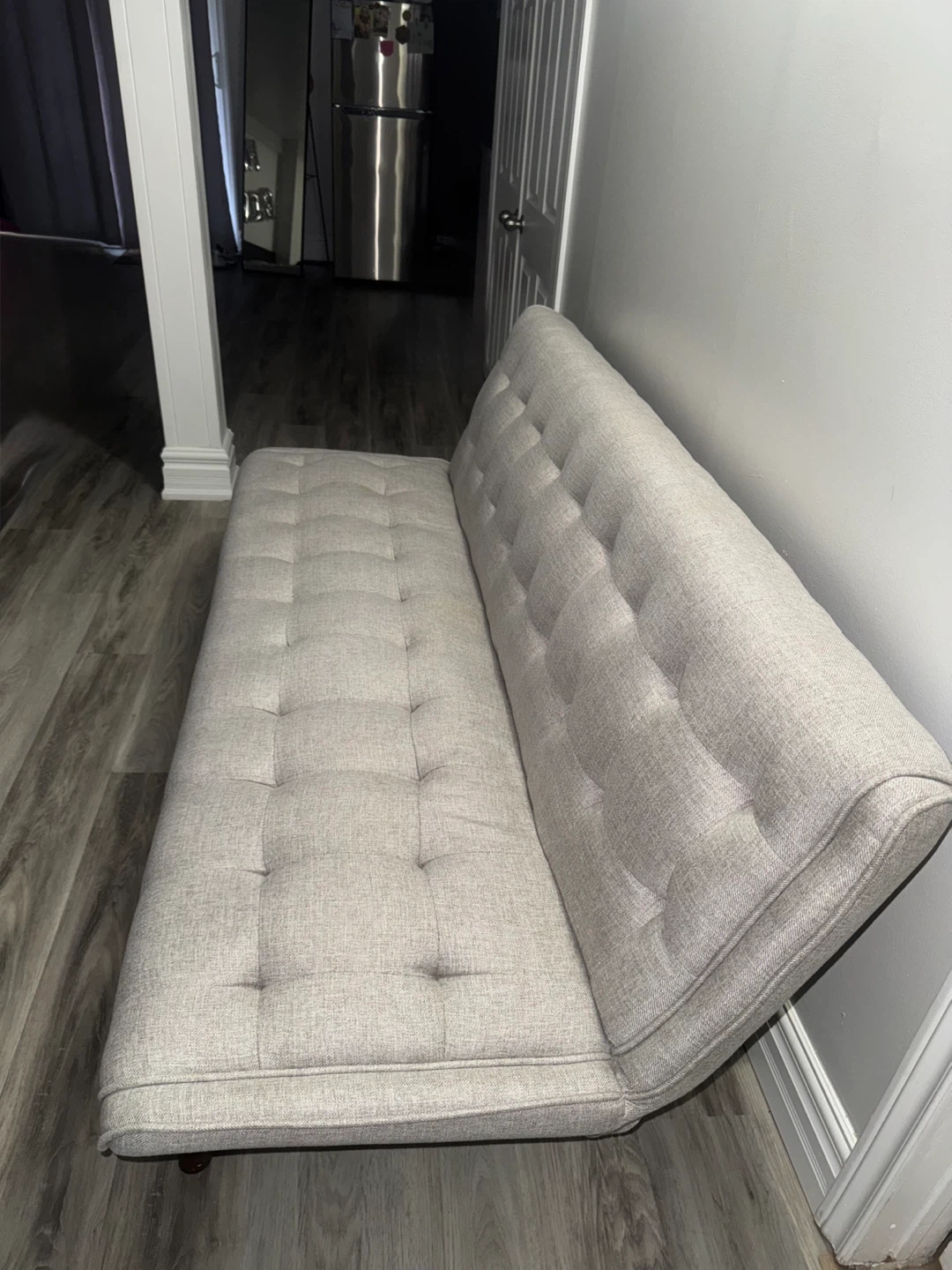Grey Tufted Futon Sofa Bed - photo 2