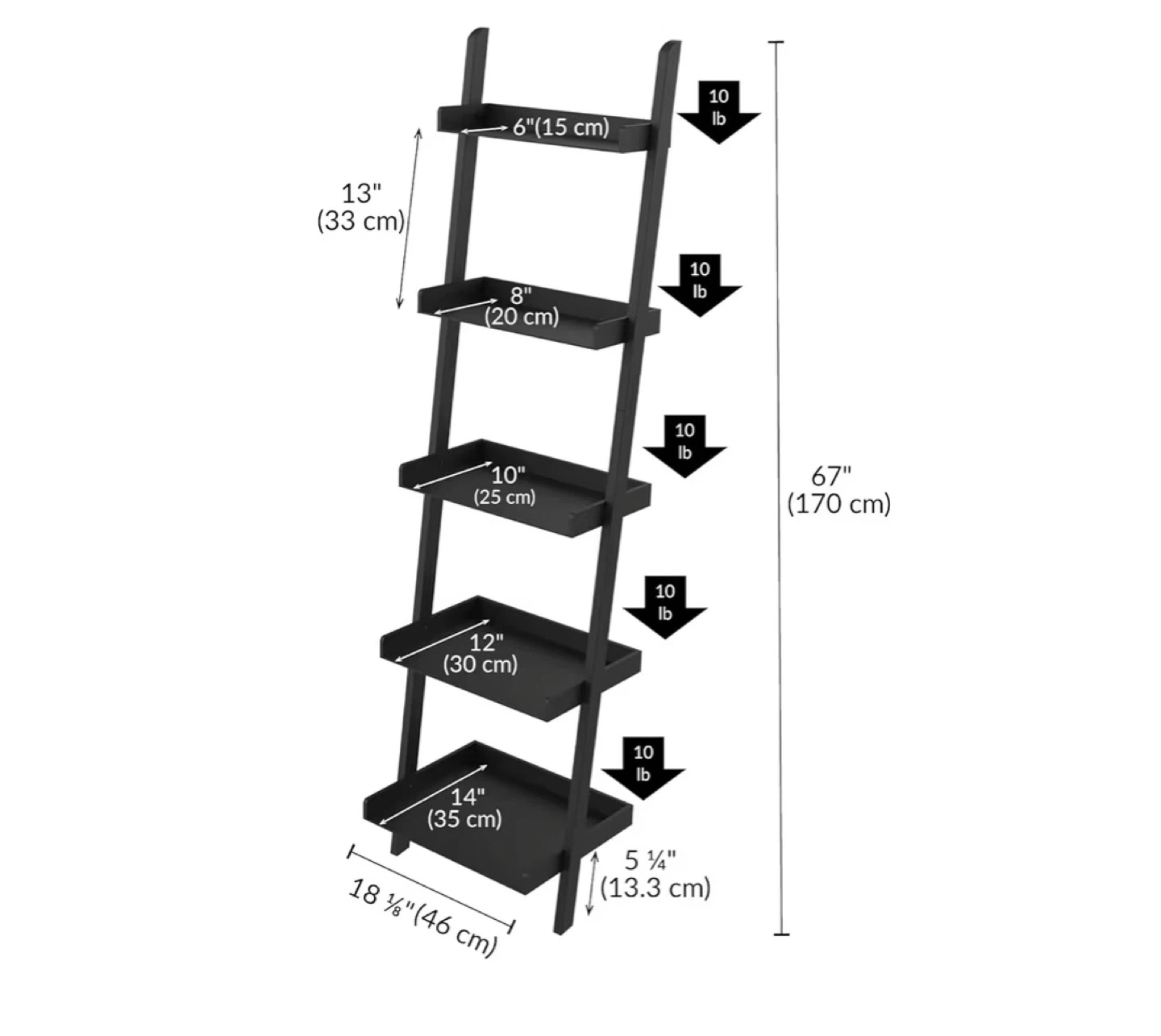 Ballucci Black 5-Tier Ladder Shelf - photo 2