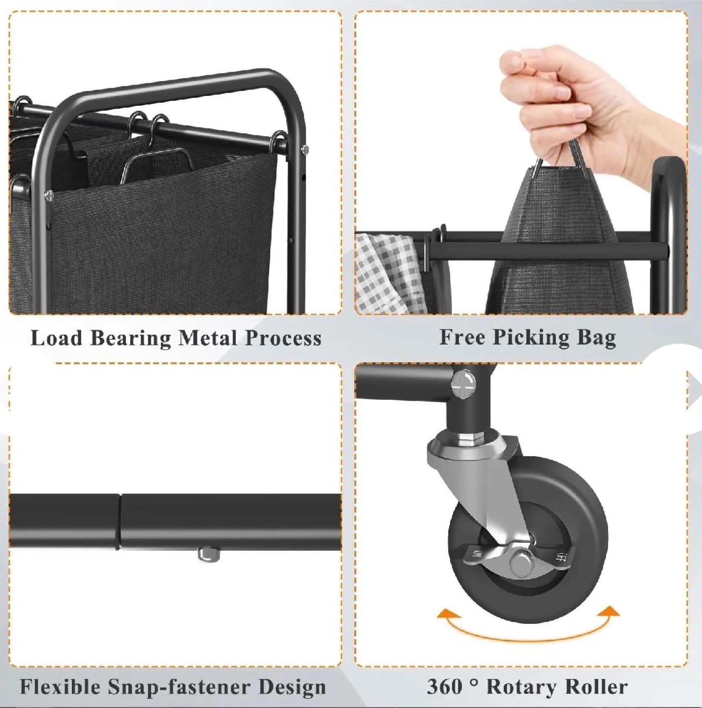 Rolling Laundry Sorter with Shelves - photo 3