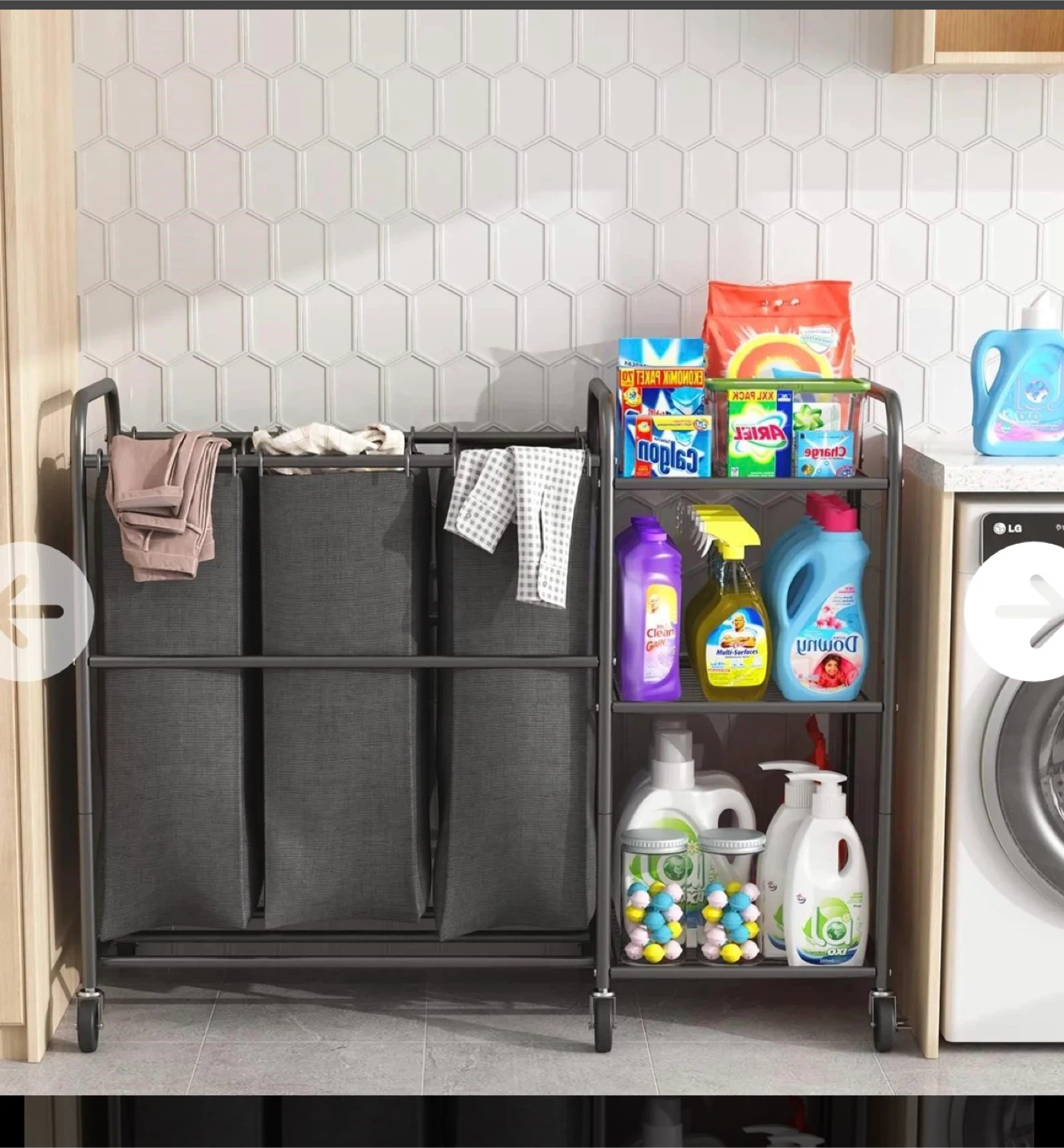 Rolling Laundry Sorter with Shelves