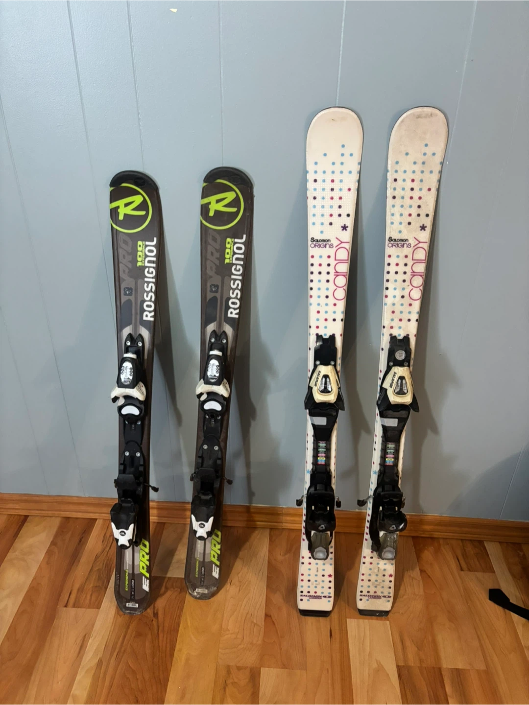 Rossignol E Pro 100 & Salomon Origins Candy Skis