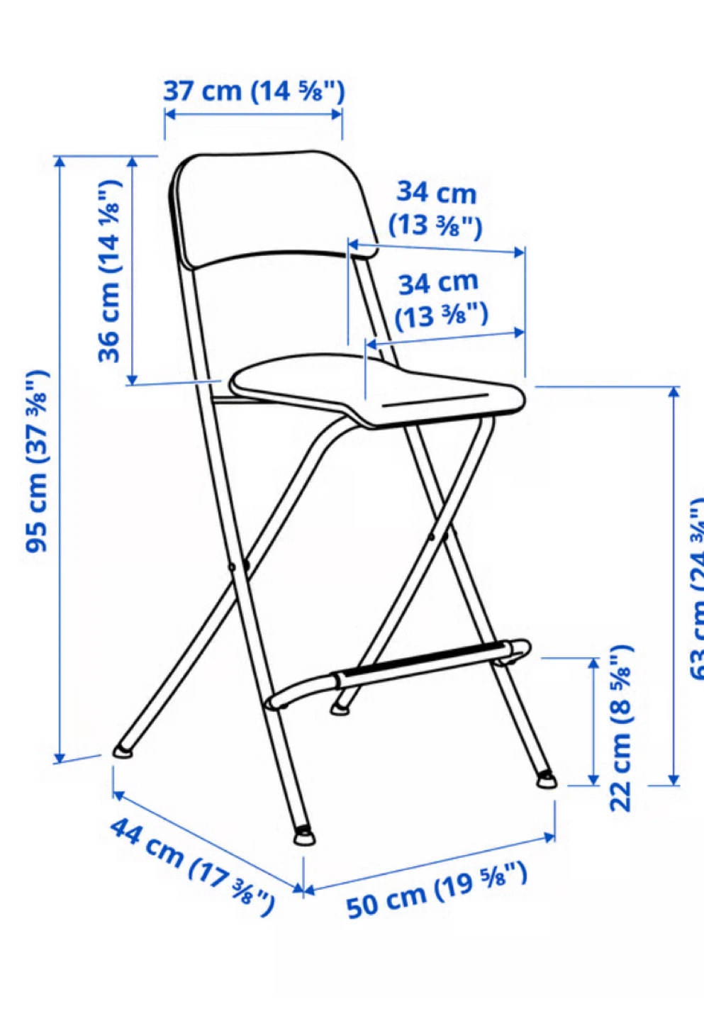 IKEA Franklin Bar Stool - Black, Folding - photo 2