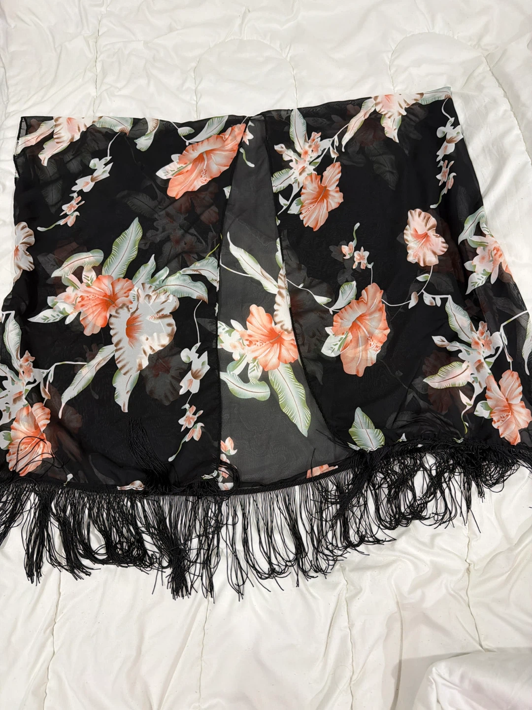 Floral Print Kimono with Fringe 🥕