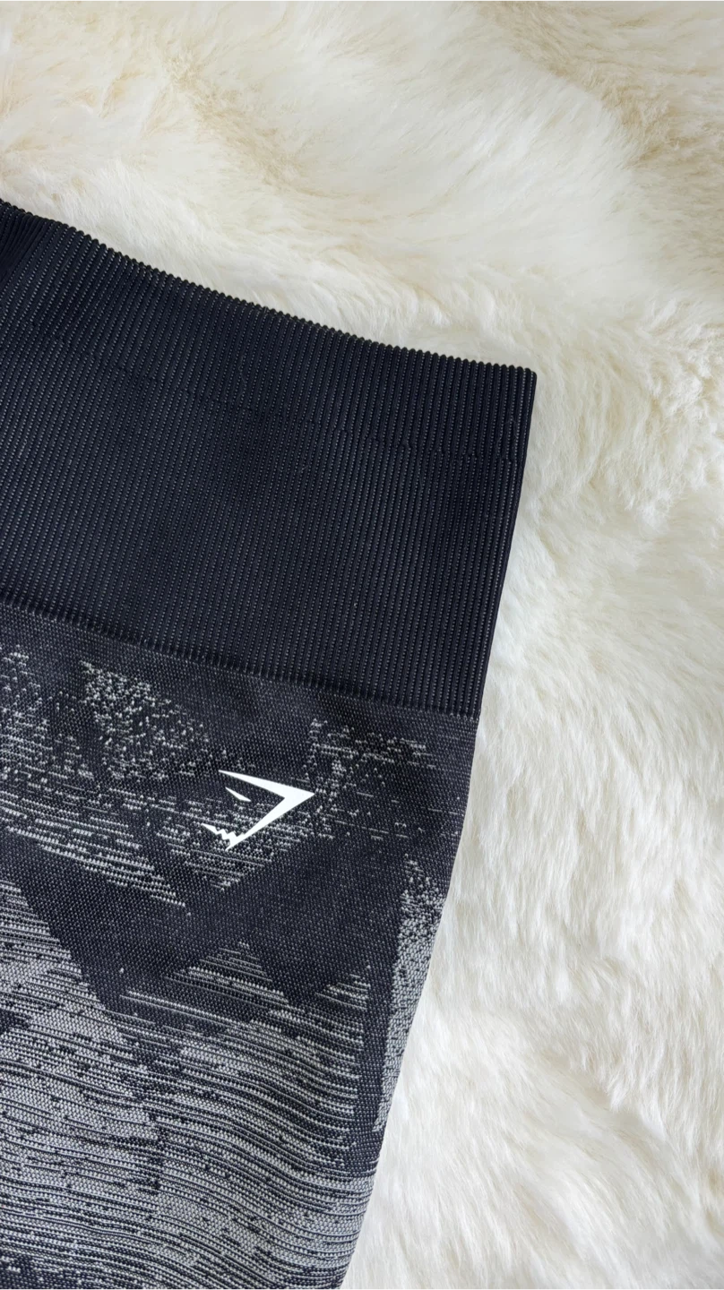 Gymshark Black Patterned Shorts - Size Small