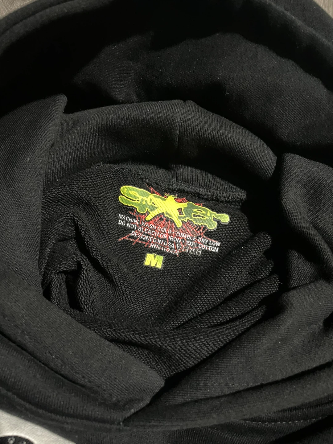 Sp5der Black Hoodie - Size M - photo 3