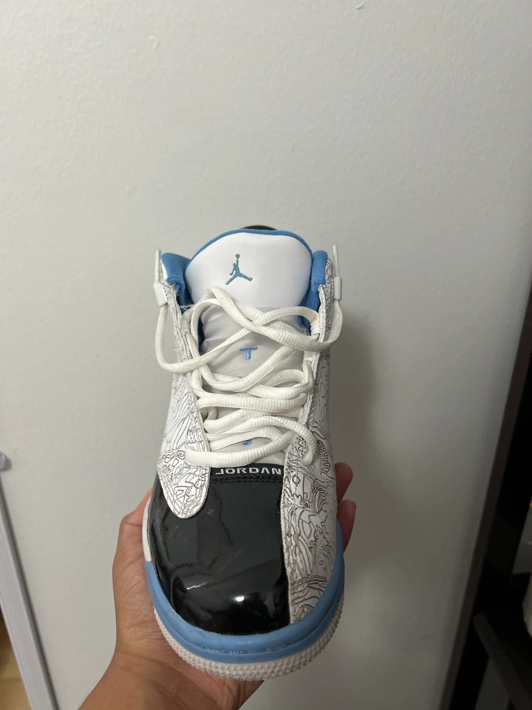 Air Jordan Dub Zero White/Black/Carolina Blue Shoes - photo 2