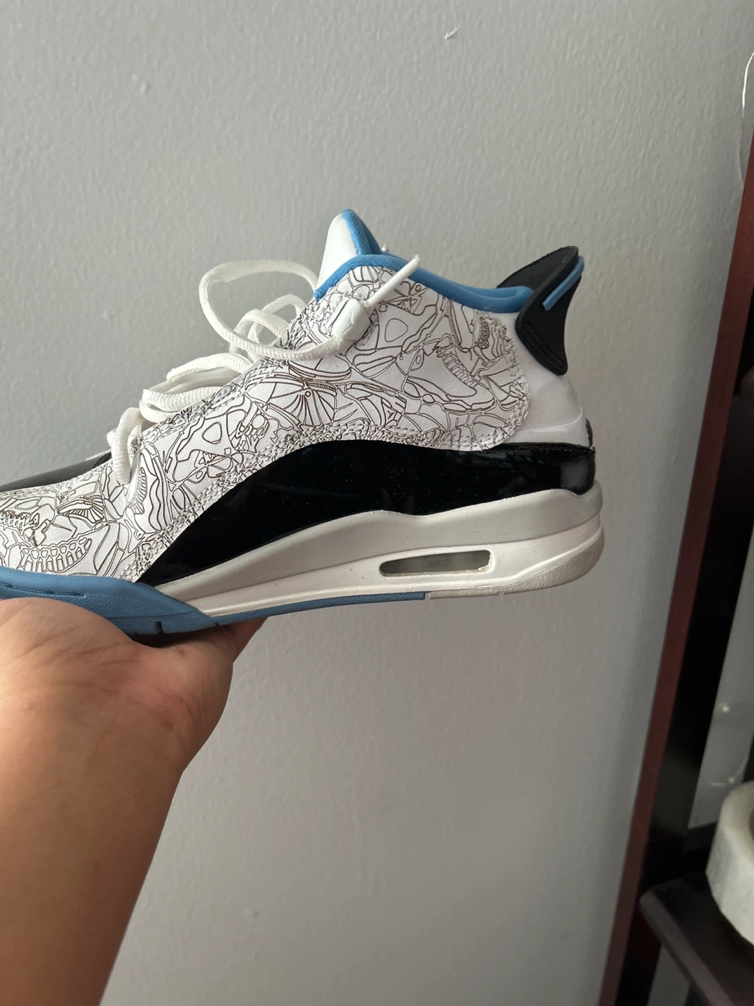 Air Jordan Dub Zero White/Black/Carolina Blue Shoes - photo 3