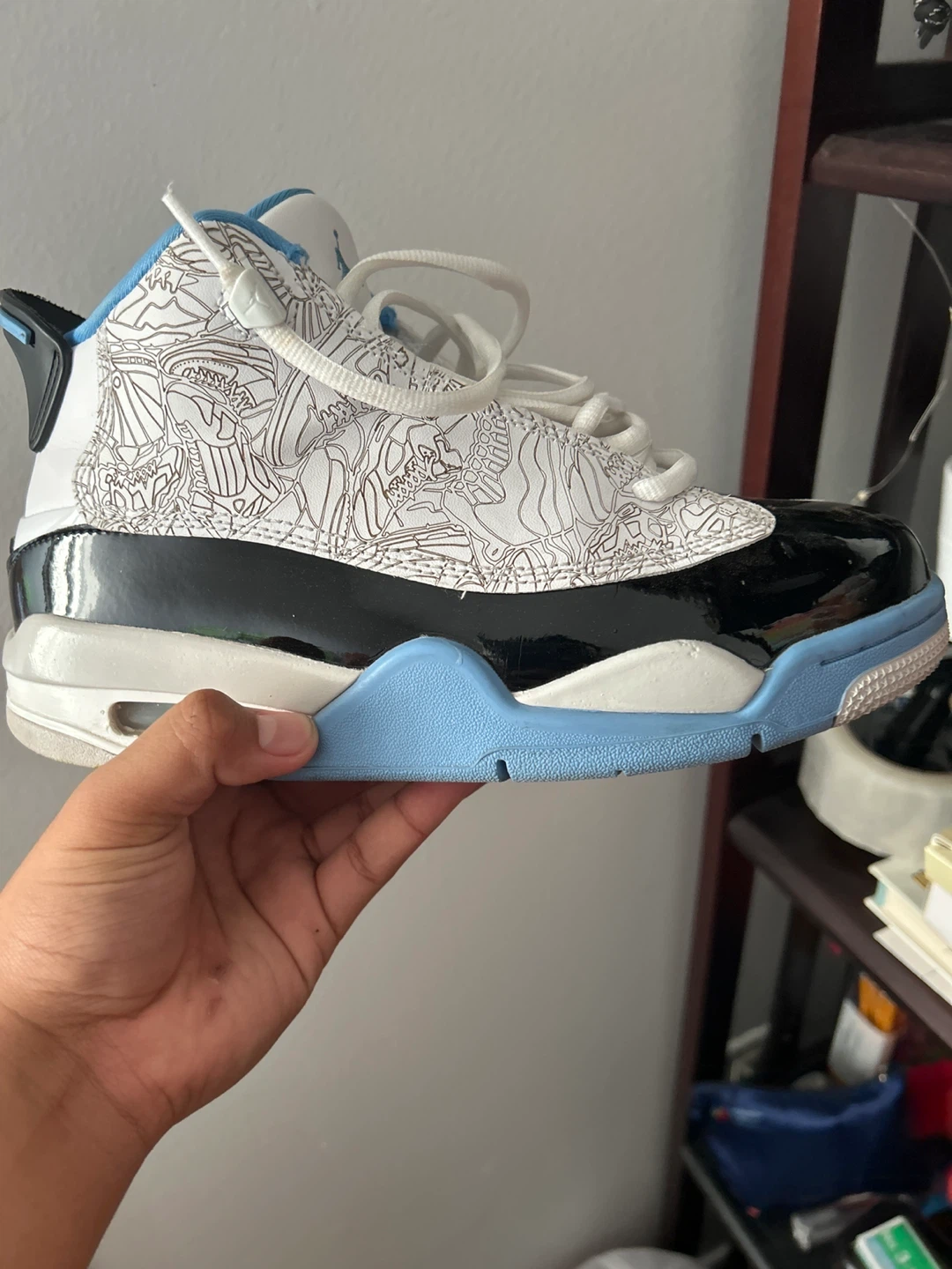 Air Jordan Dub Zero White/Black/Carolina Blue Shoes - photo 4