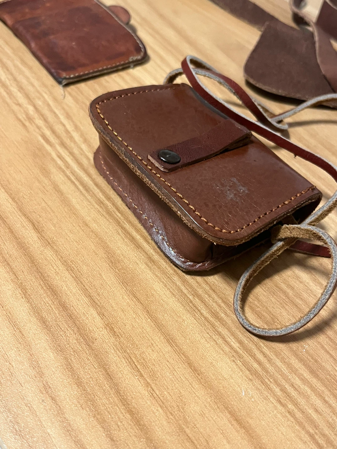 Mini belt bag, roots holder, Leather Accessories - Brown - photo 4