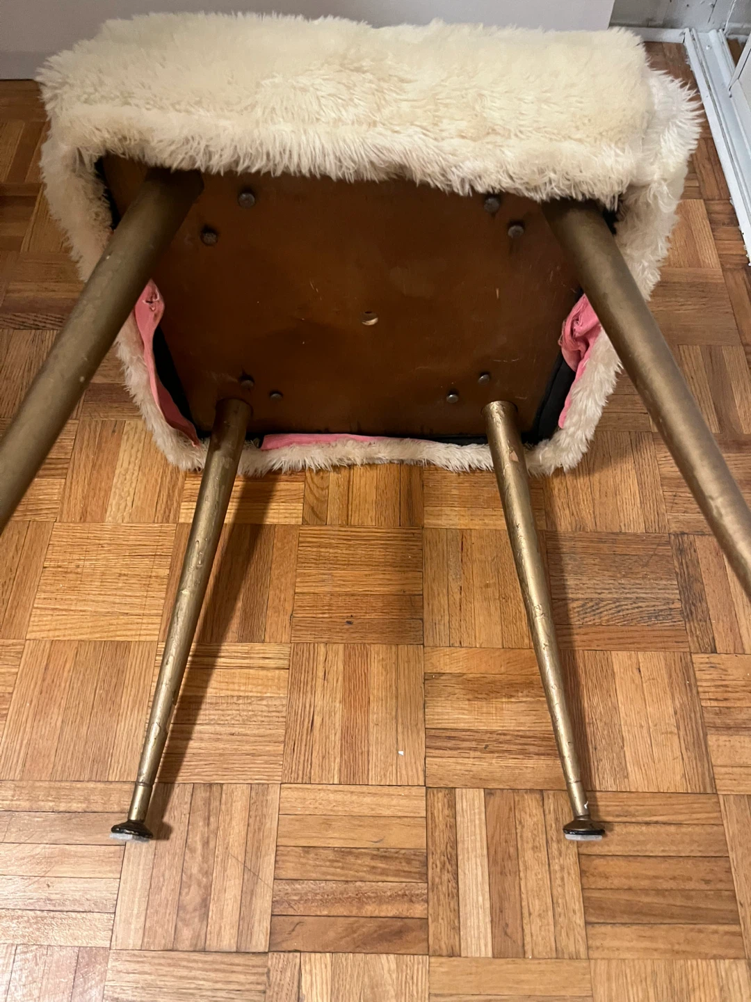 Mid-century modern London, England   Vanity Stool with Gold Legs - photo 4