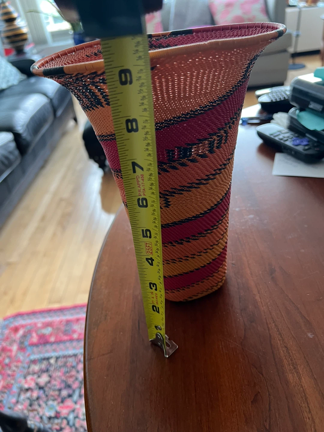 Handwoven Vase - Red, Orange, Black - 9" Tall - photo 4