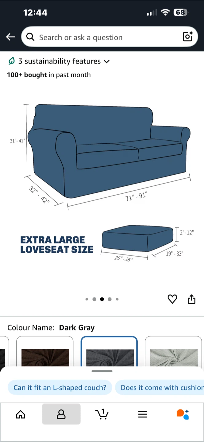 Dark Gray XL Medium Loveseat Sofa Cover - photo 2
