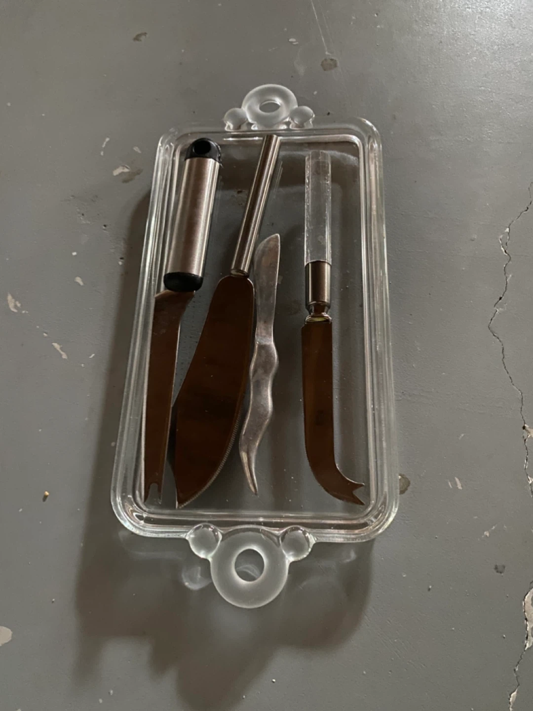 Cheese Knife Set with Glass Tray 🥕